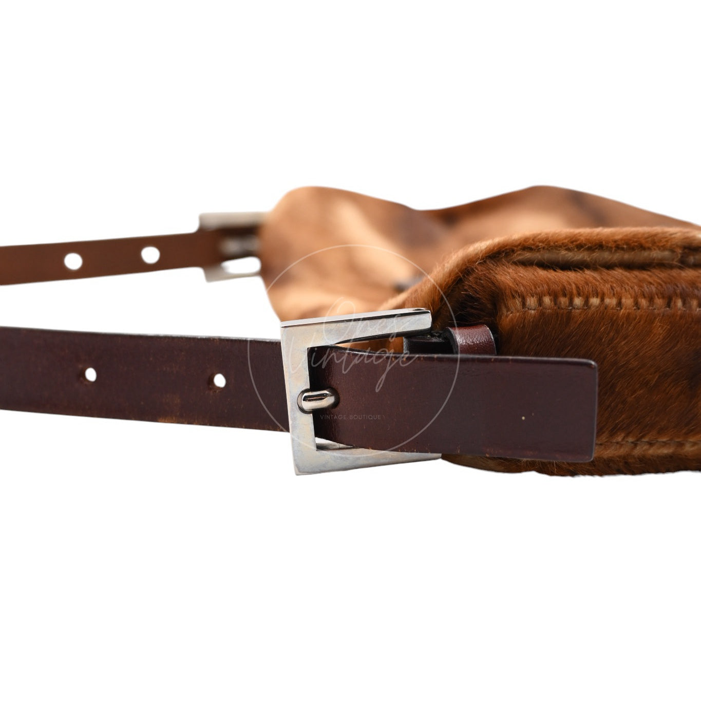 [Pre-owned] Fendi Brown Mamma Baguette Harako Leather PHW Shoulder Bag