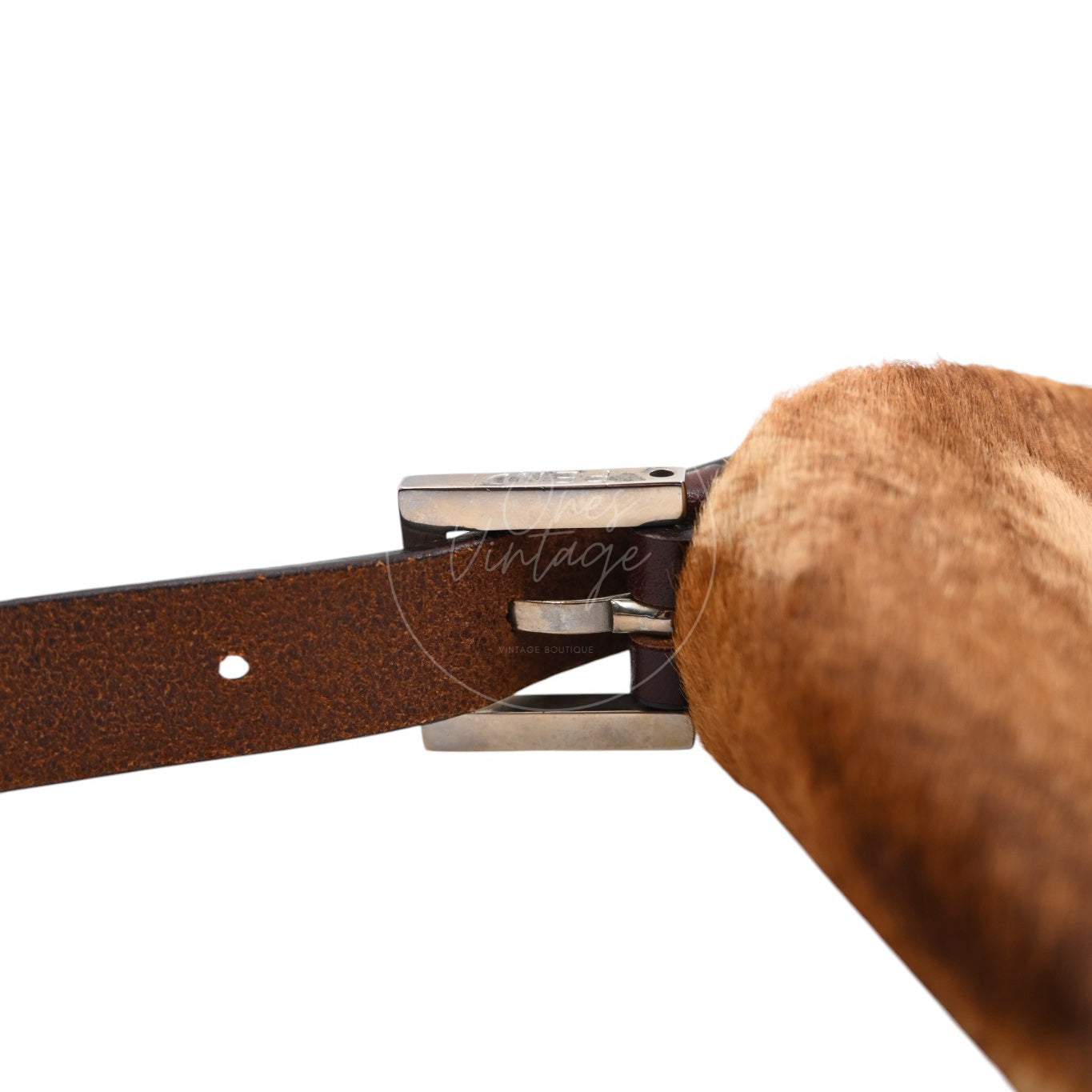 [Pre-owned] Fendi Brown Mamma Baguette Harako Leather PHW Shoulder Bag