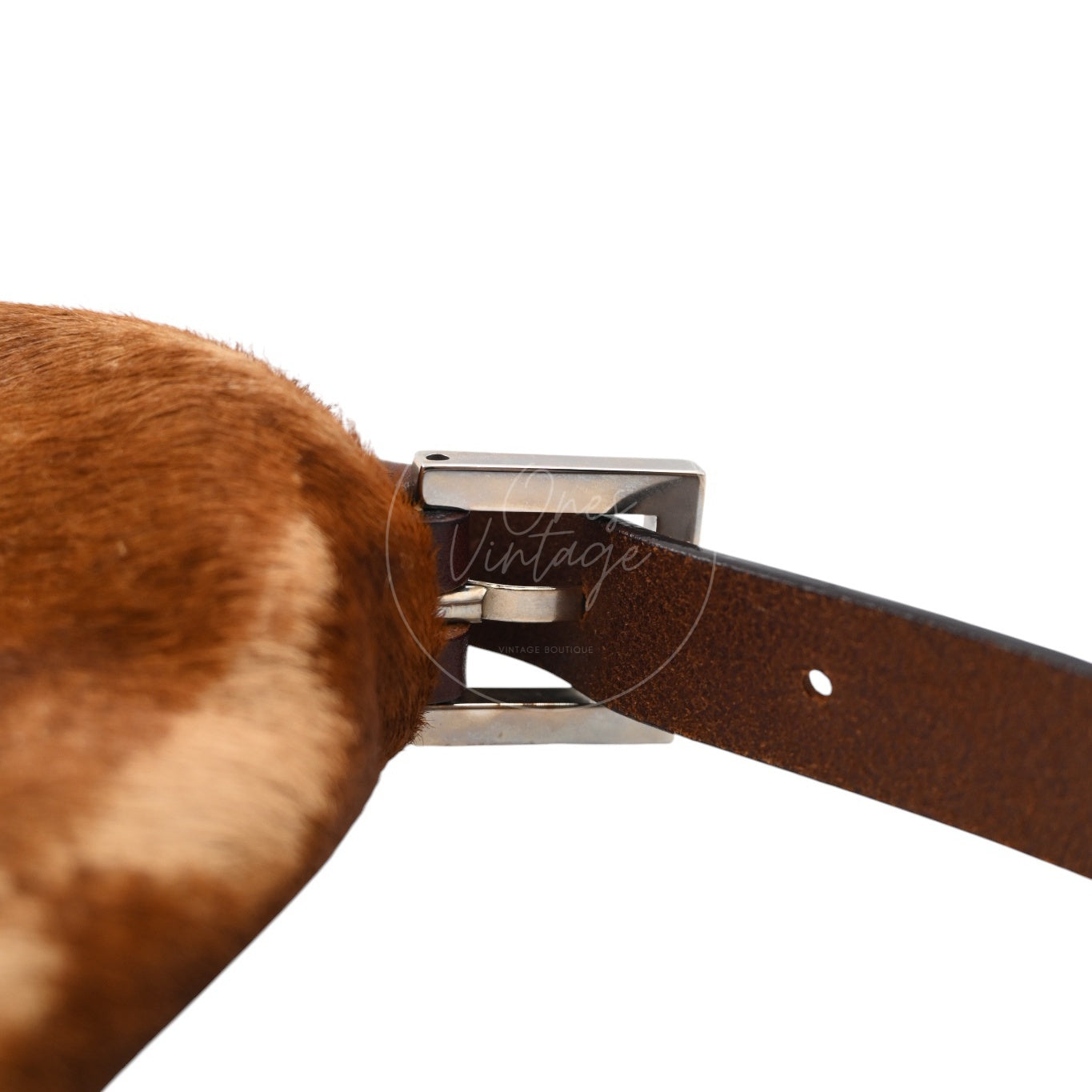 [Pre-owned] Fendi Brown Mamma Baguette Harako Leather PHW Shoulder Bag