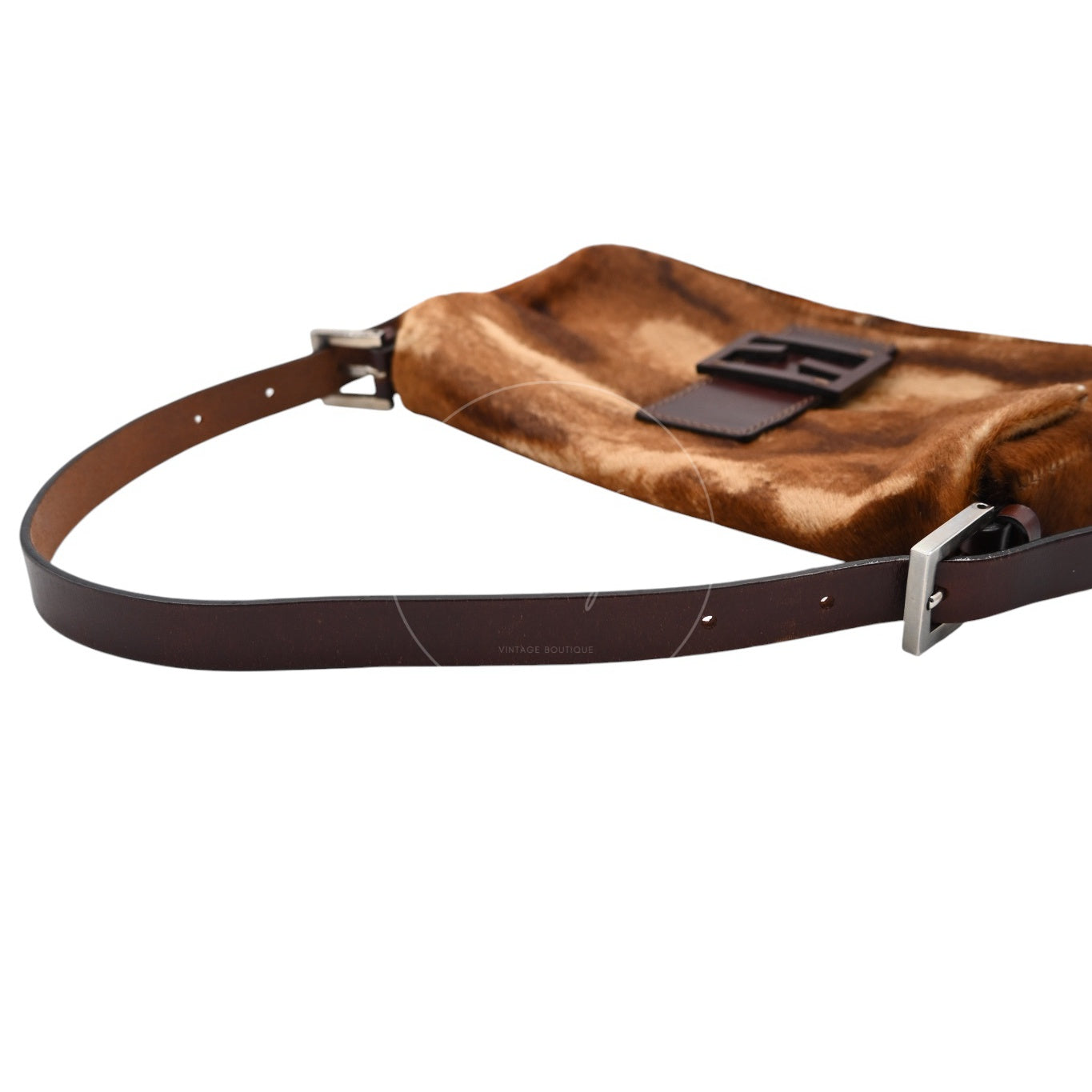 [Pre-owned] Fendi Brown Mamma Baguette Harako Leather PHW Shoulder Bag