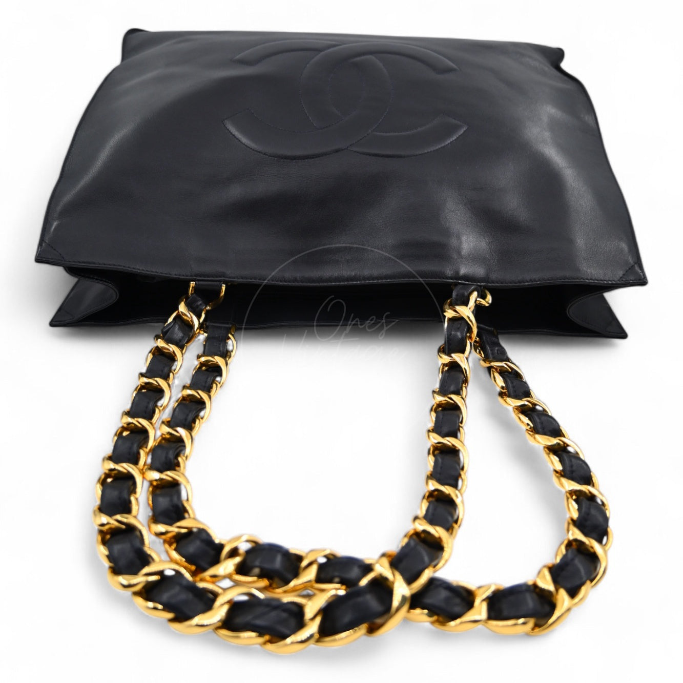 [Pre-owned]Chanel Black Calfskin Chain shoulder tote bag