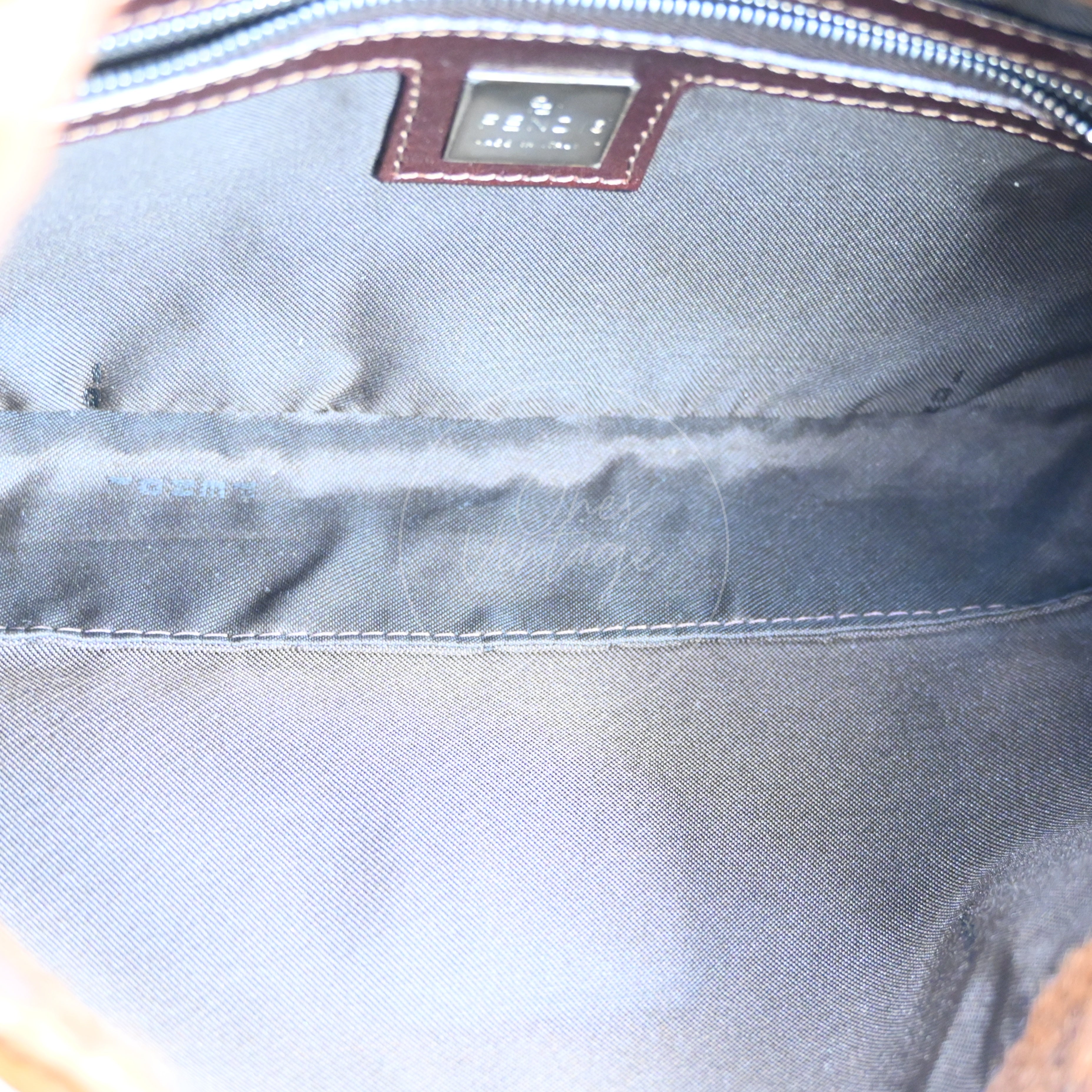 [Pre-owned] Fendi Brown Mamma Baguette Harako Leather PHW Shoulder Bag