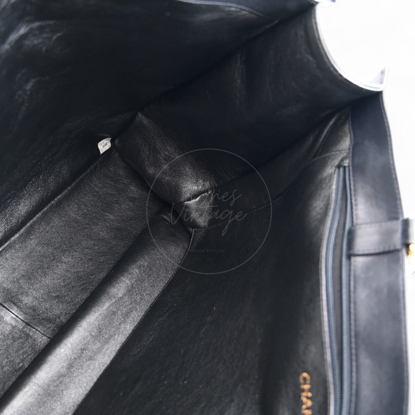 [Pre-owned]Chanel Black Calfskin Chain shoulder tote bag