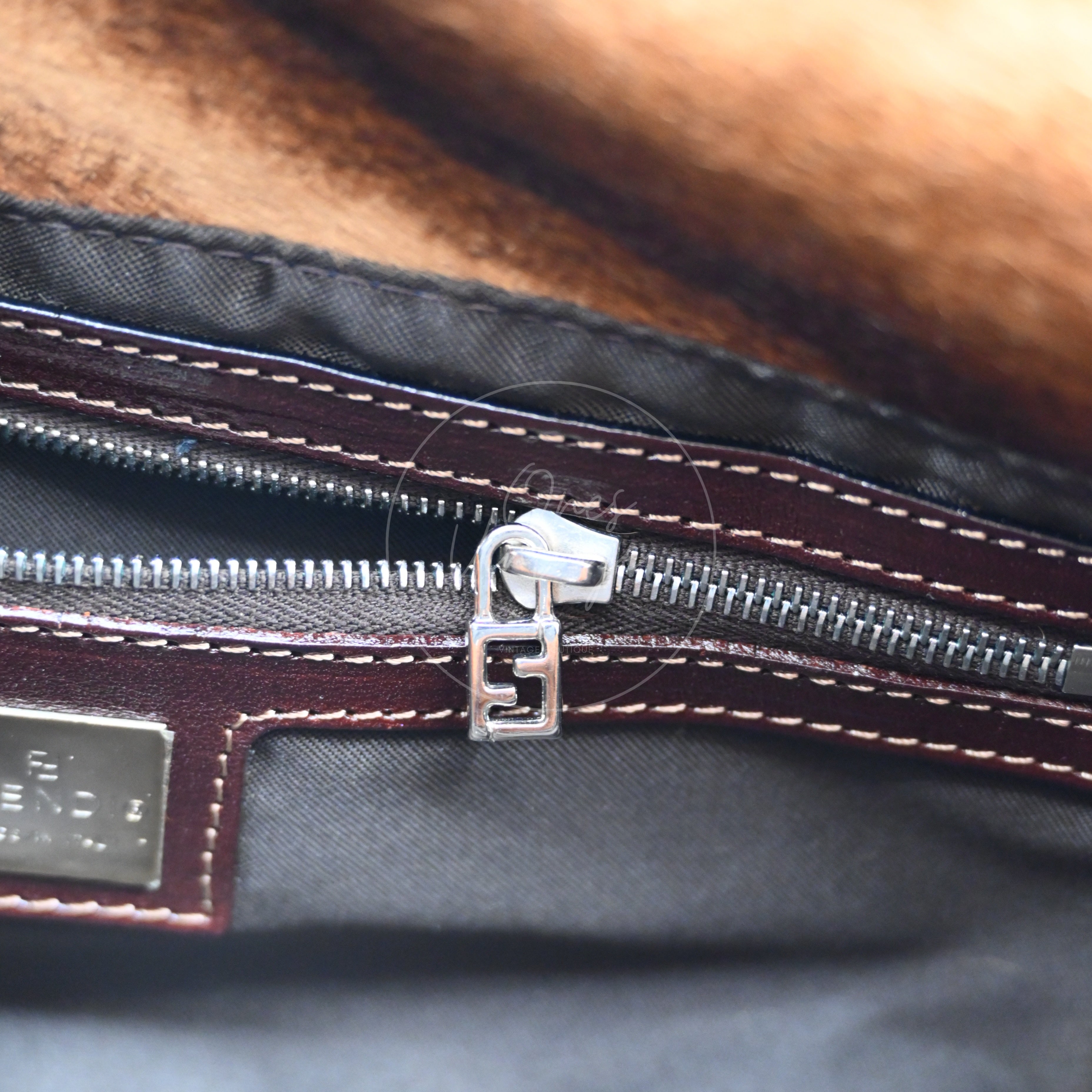 [Pre-owned] Fendi Brown Mamma Baguette Harako Leather PHW Shoulder Bag