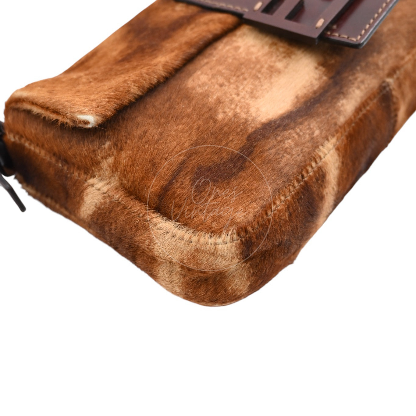 [Pre-owned] Fendi Brown Mamma Baguette Harako Leather PHW Shoulder Bag