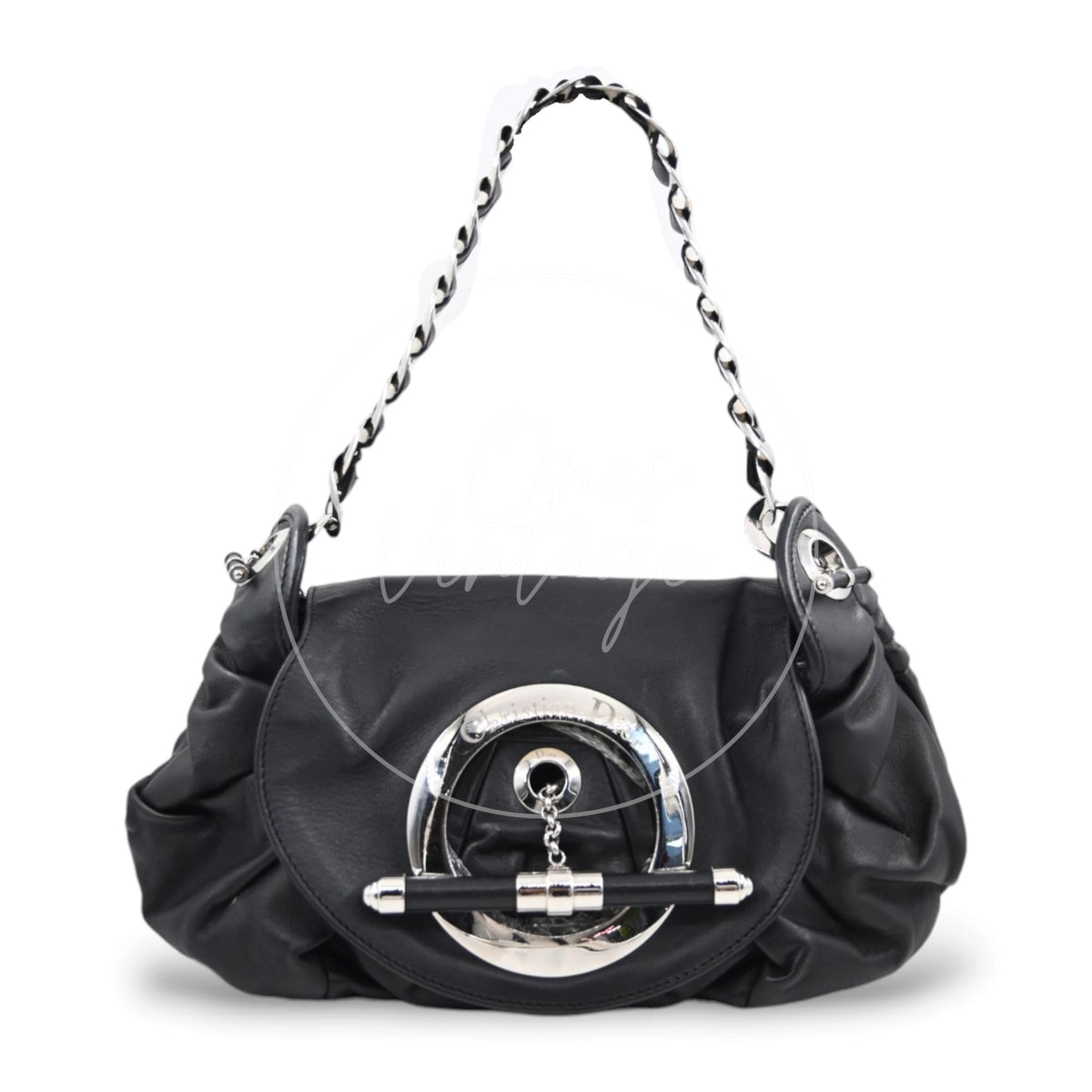 Christian Dior 32 Lambskin Jazz Club Shoulder Bag SHW Black