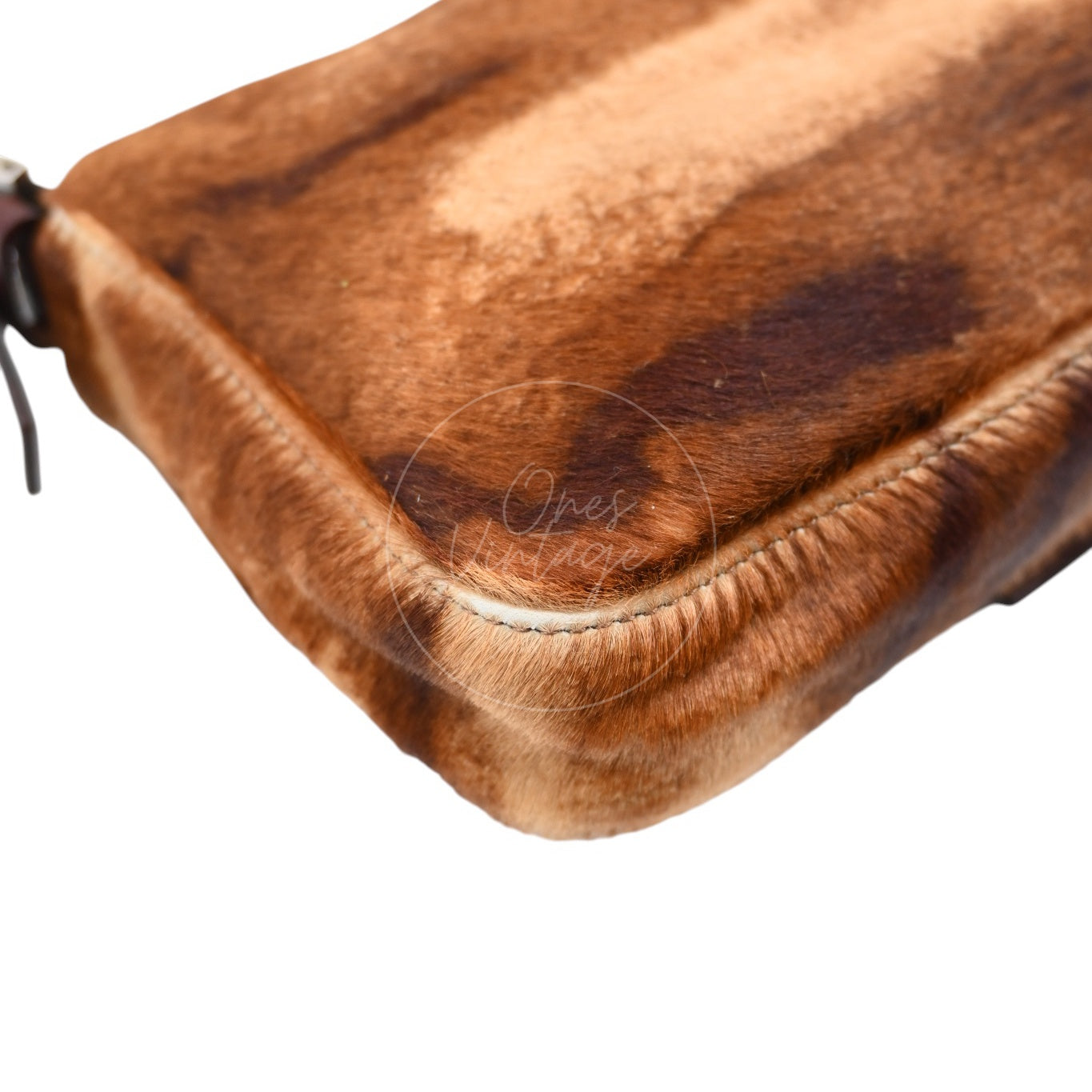 [Pre-owned] Fendi Brown Mamma Baguette Harako Leather PHW Shoulder Bag