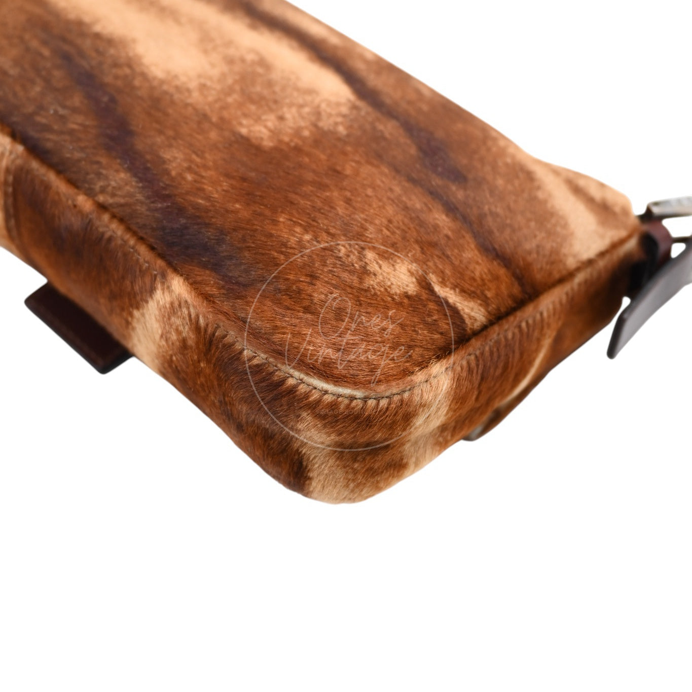 [Pre-owned] Fendi Brown Mamma Baguette Harako Leather PHW Shoulder Bag