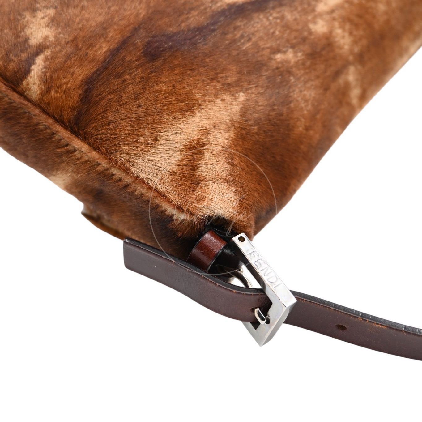 [Pre-owned] Fendi Brown Mamma Baguette Harako Leather PHW Shoulder Bag