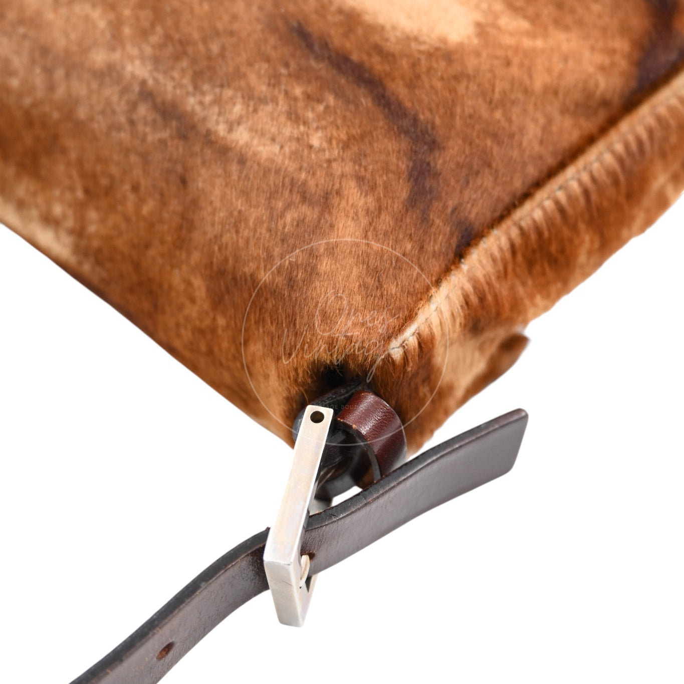 [Pre-owned] Fendi Brown Mamma Baguette Harako Leather PHW Shoulder Bag