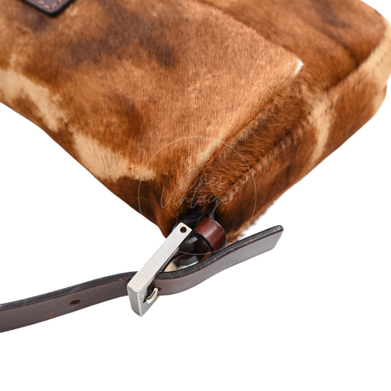 [Pre-owned] Fendi Brown Mamma Baguette Harako Leather PHW Shoulder Bag