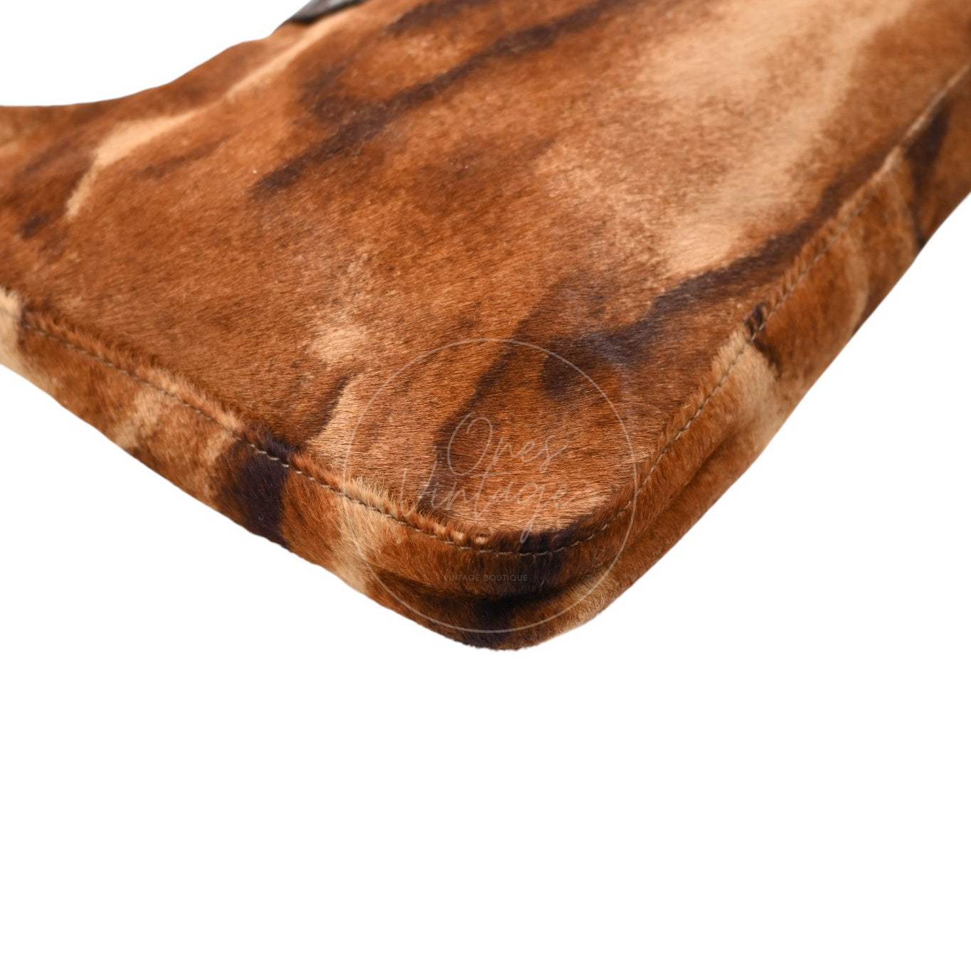 [Pre-owned] Fendi Brown Pony Hair Brown Black Shoulder Bag