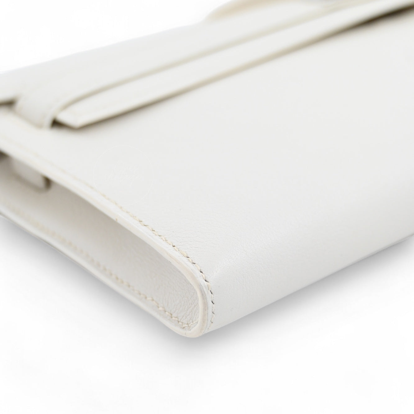 [Pre-owned] Hermes Kelly Cut Clutch White Swift PHW Stamp Square L
