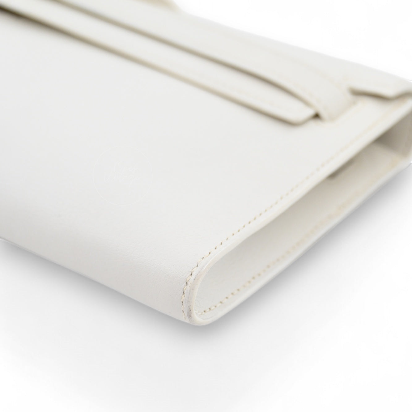 [Pre-owned] Hermes Kelly Cut Clutch White Swift PHW Stamp Square L