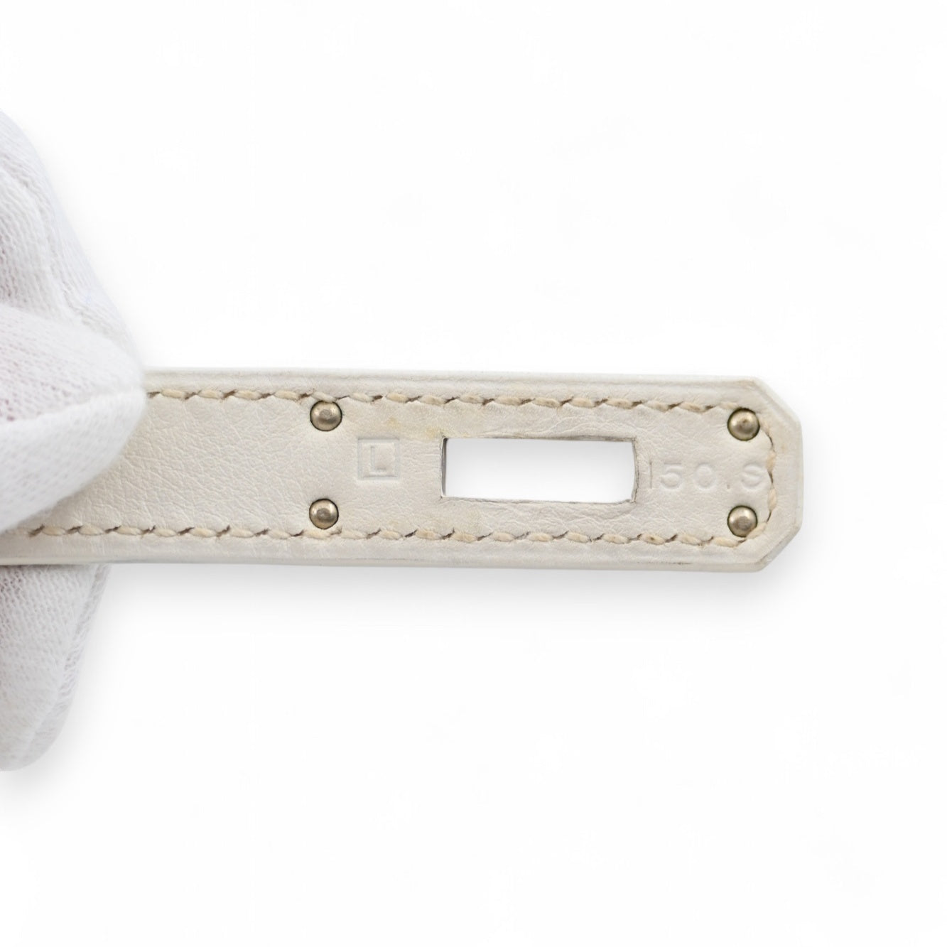 [Pre-owned] Hermes Kelly Cut Clutch White Swift PHW Stamp Square L