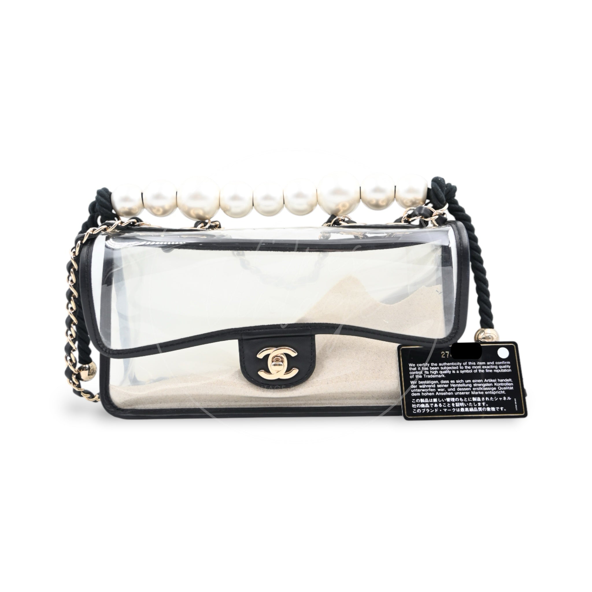 [Pre-owned] Chanel Sand by The Sea Pearl in Clear Classic Flap Bag