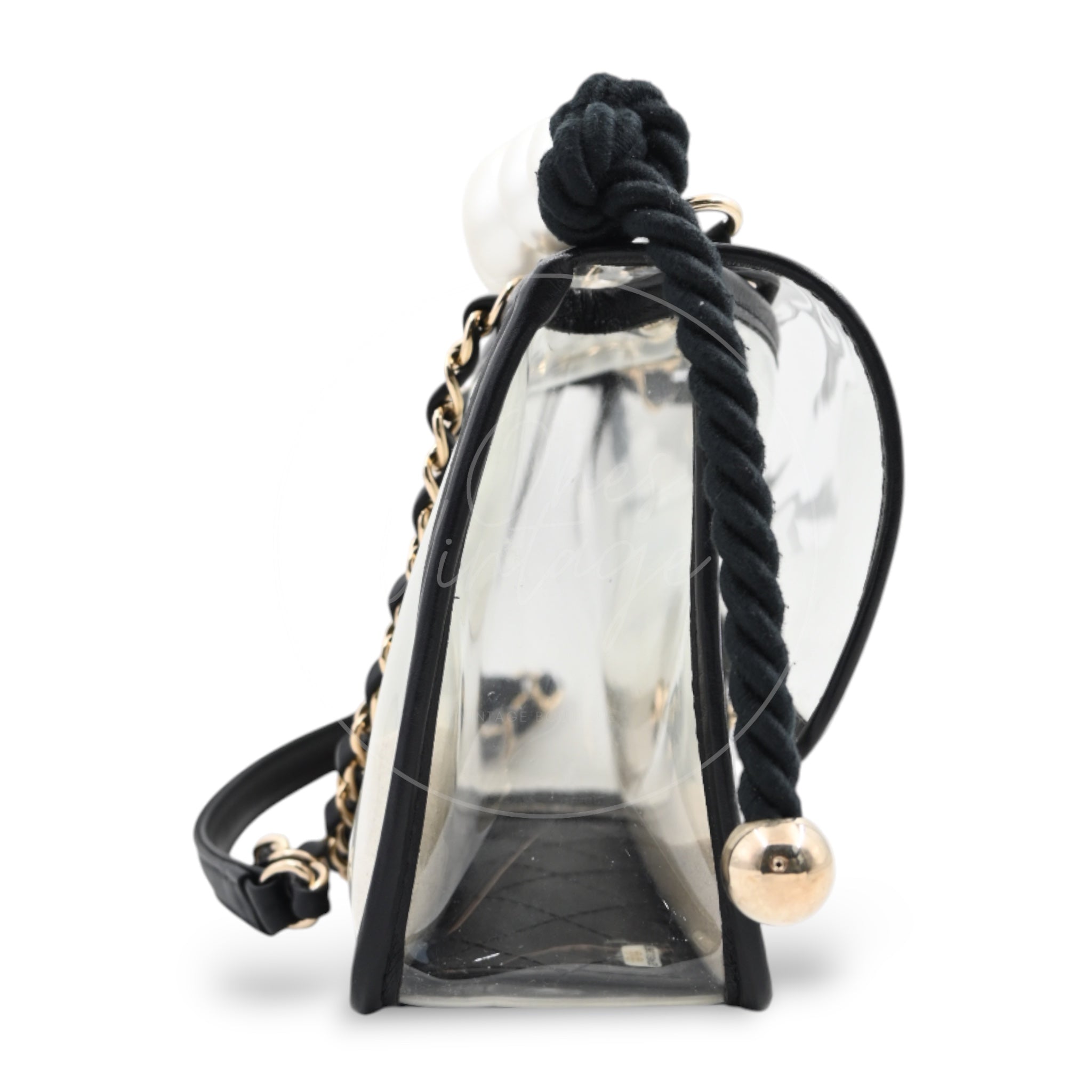 [Pre-owned] Chanel Sand by The Sea Pearl in Clear Classic Flap Bag