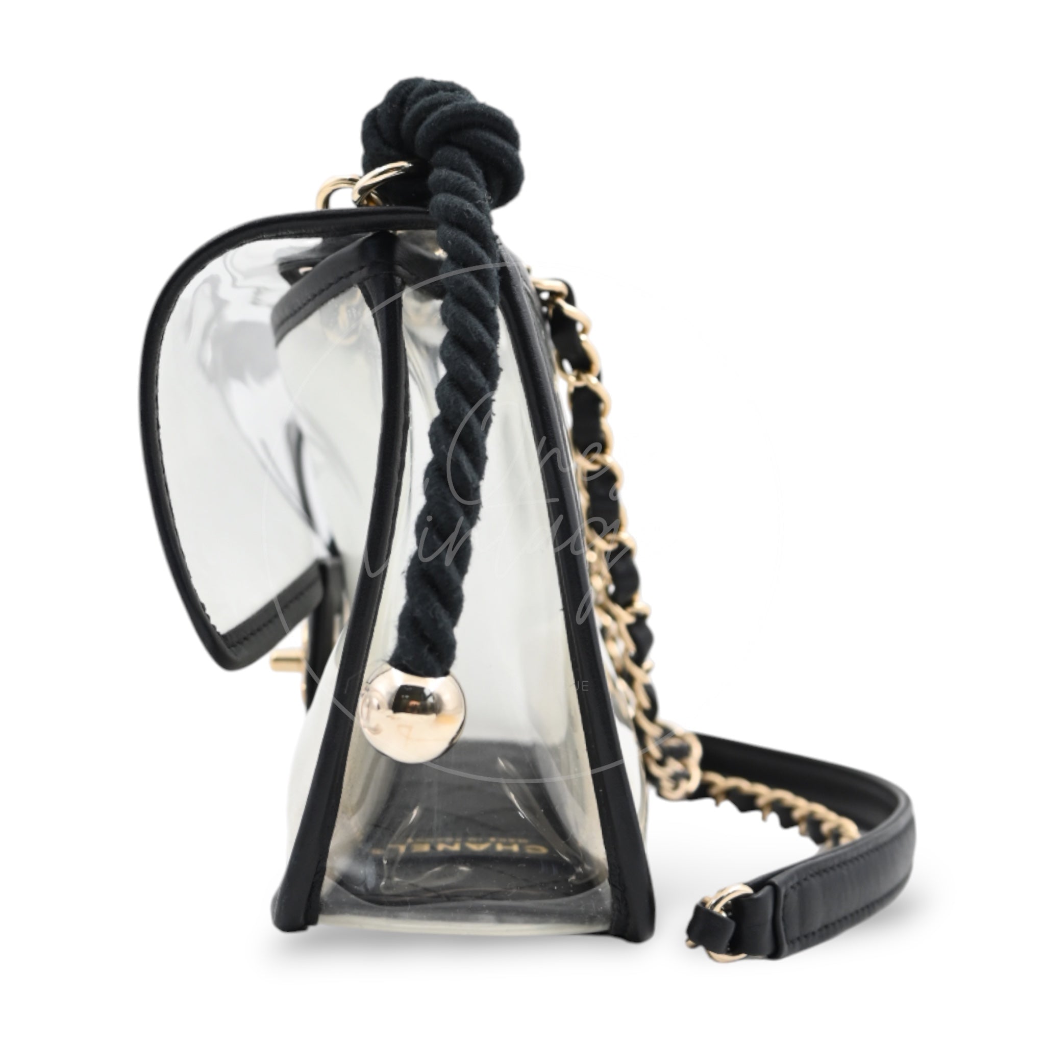 [Pre-owned] Chanel Sand by The Sea Pearl in Clear Classic Flap Bag