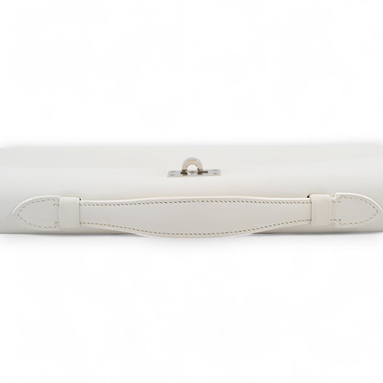 [Pre-owned] Hermes Kelly Cut Clutch White Swift PHW Stamp Square L