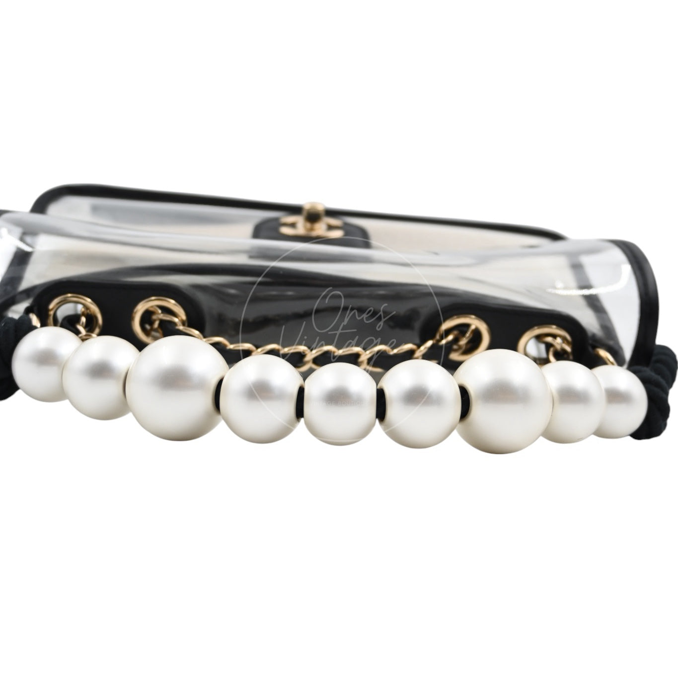 [Pre-owned] Chanel Sand by The Sea Pearl in Clear Classic Flap Bag