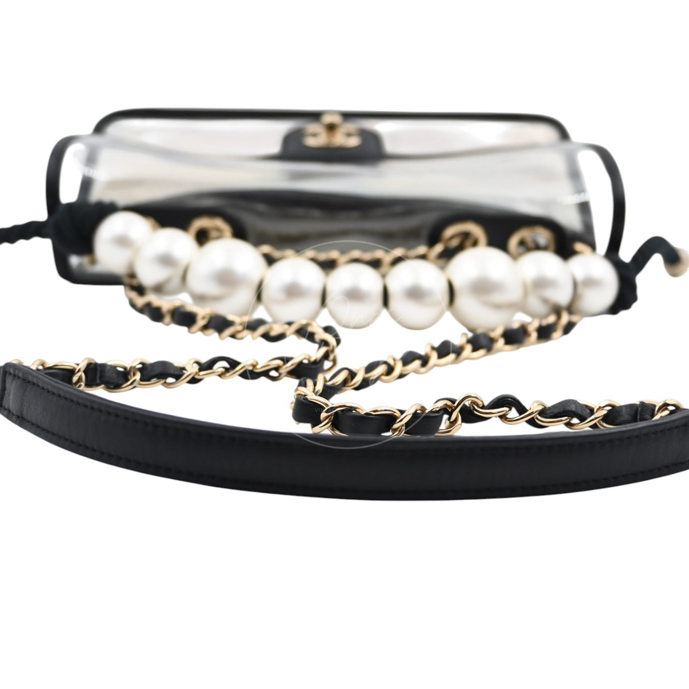 [Pre-owned] Chanel Sand by The Sea Pearl in Clear Classic Flap Bag