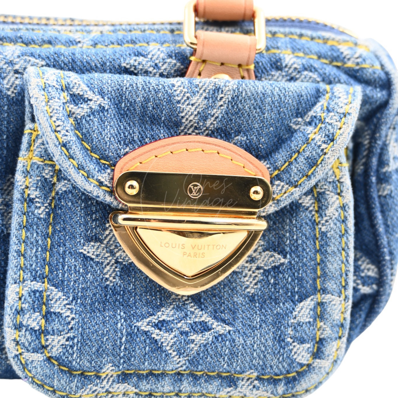 [Pre-owned] Louis Vuitton LV Nano Speedy Denim Blue GHW M82950 2way Crossbody Handbag