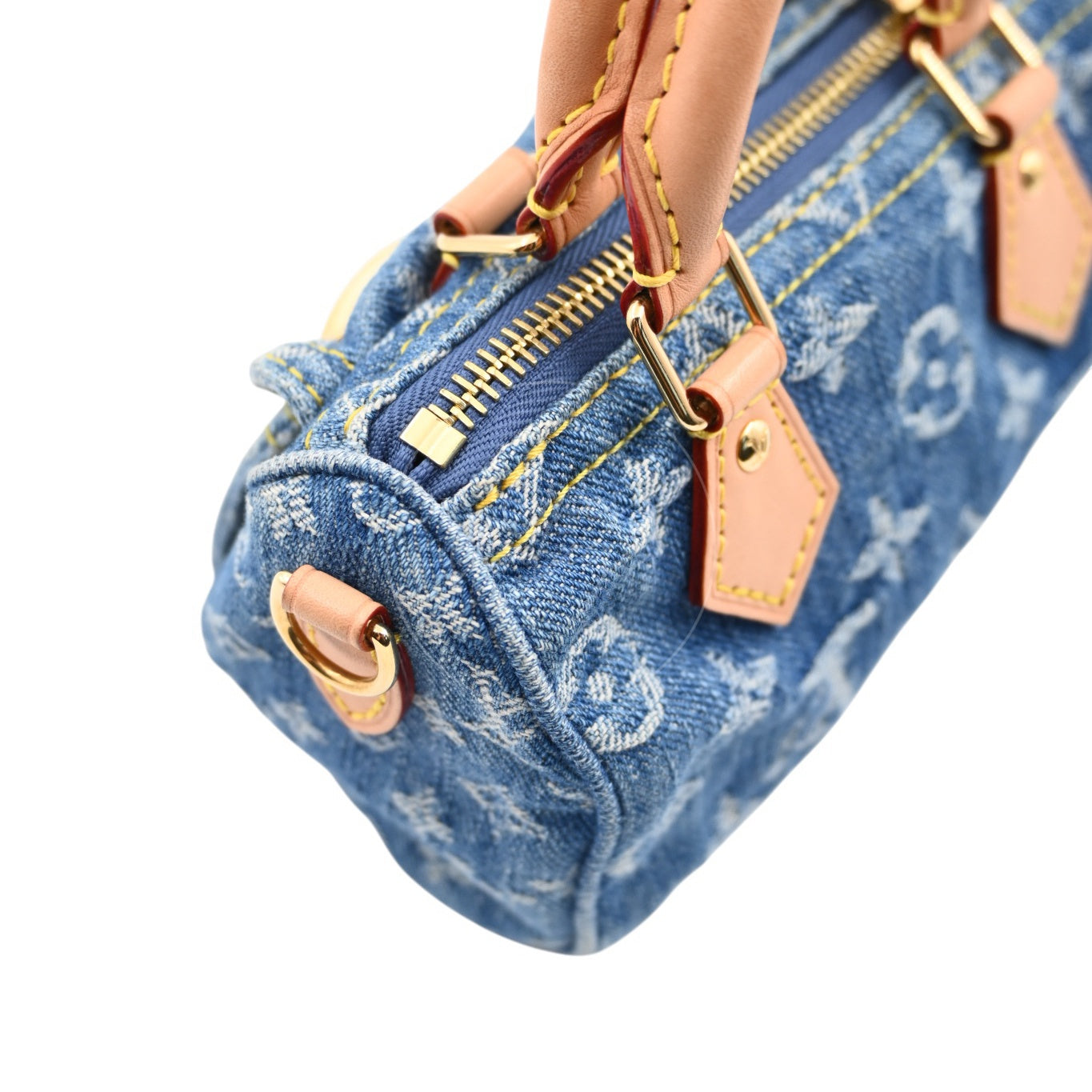 [Pre-owned] Louis Vuitton LV Nano Speedy Denim Blue GHW M82950 2way Crossbody Handbag