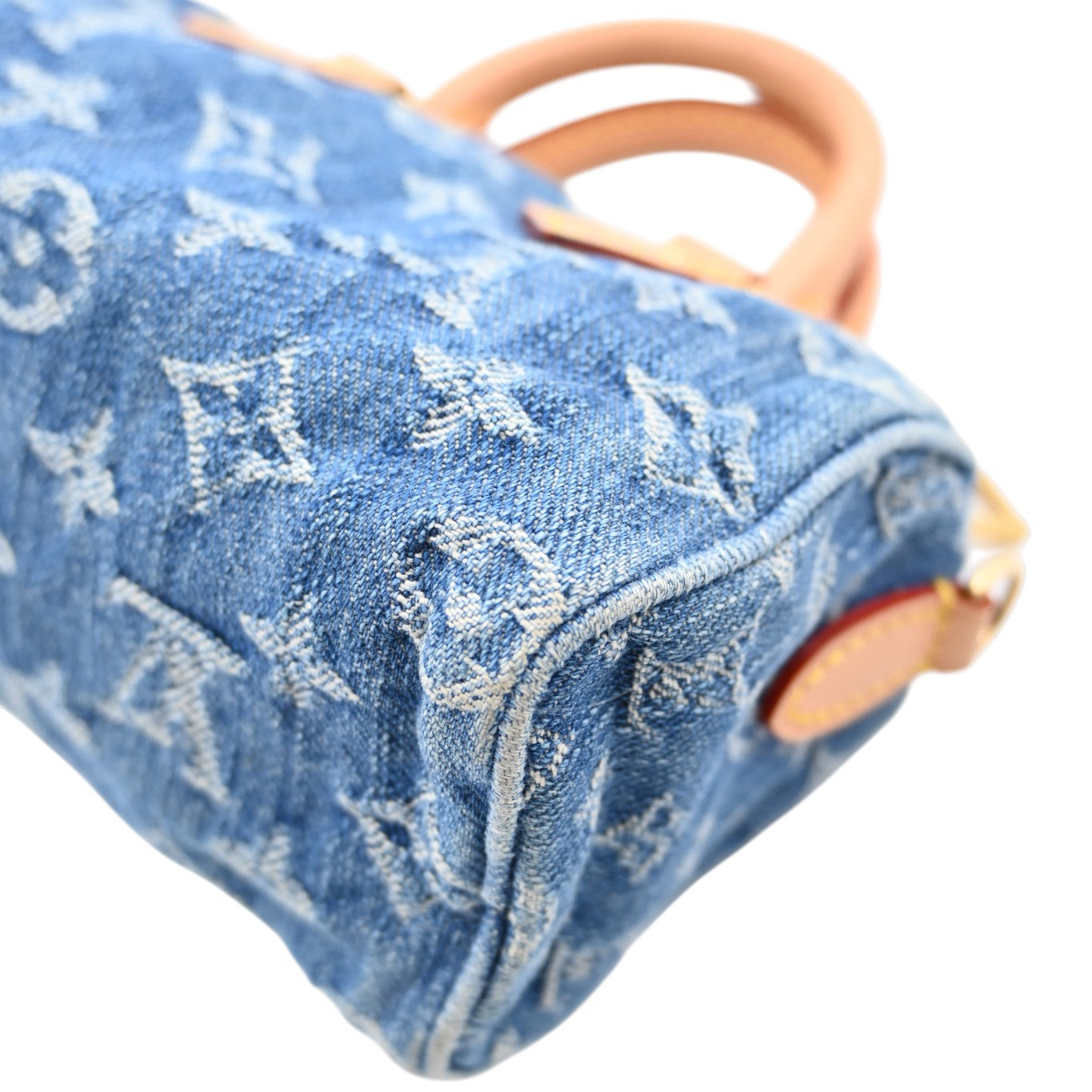 [Pre-owned] Louis Vuitton LV Nano Speedy Denim Blue GHW M82950 2way Crossbody Handbag