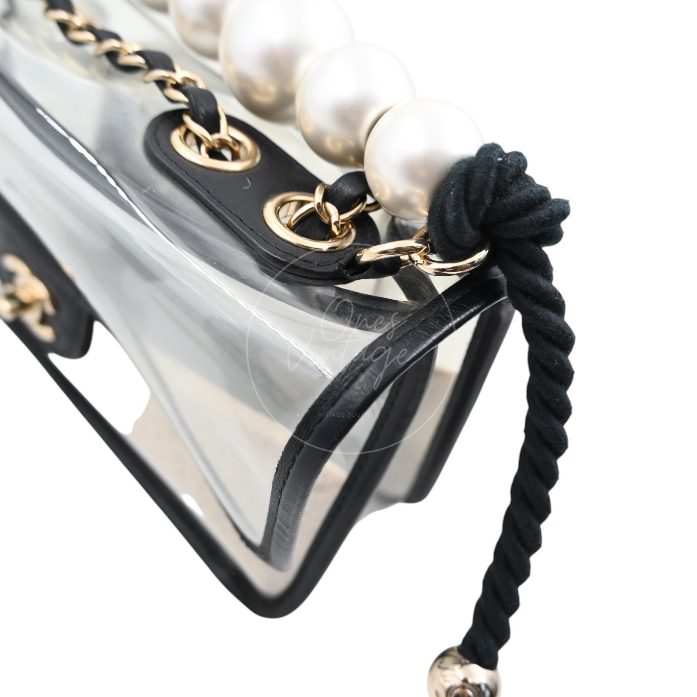 [Pre-owned] Chanel Sand by The Sea Pearl in Clear Classic Flap Bag