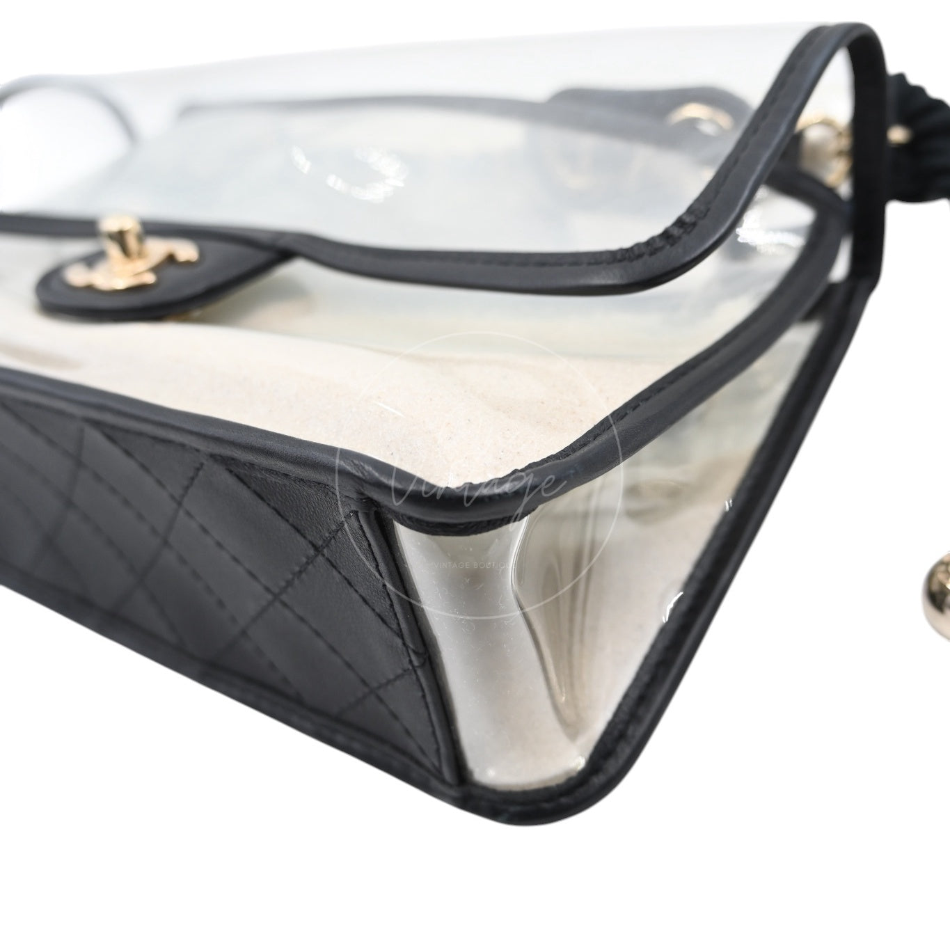 [Pre-owned] Chanel Sand by The Sea Pearl in Clear Classic Flap Bag