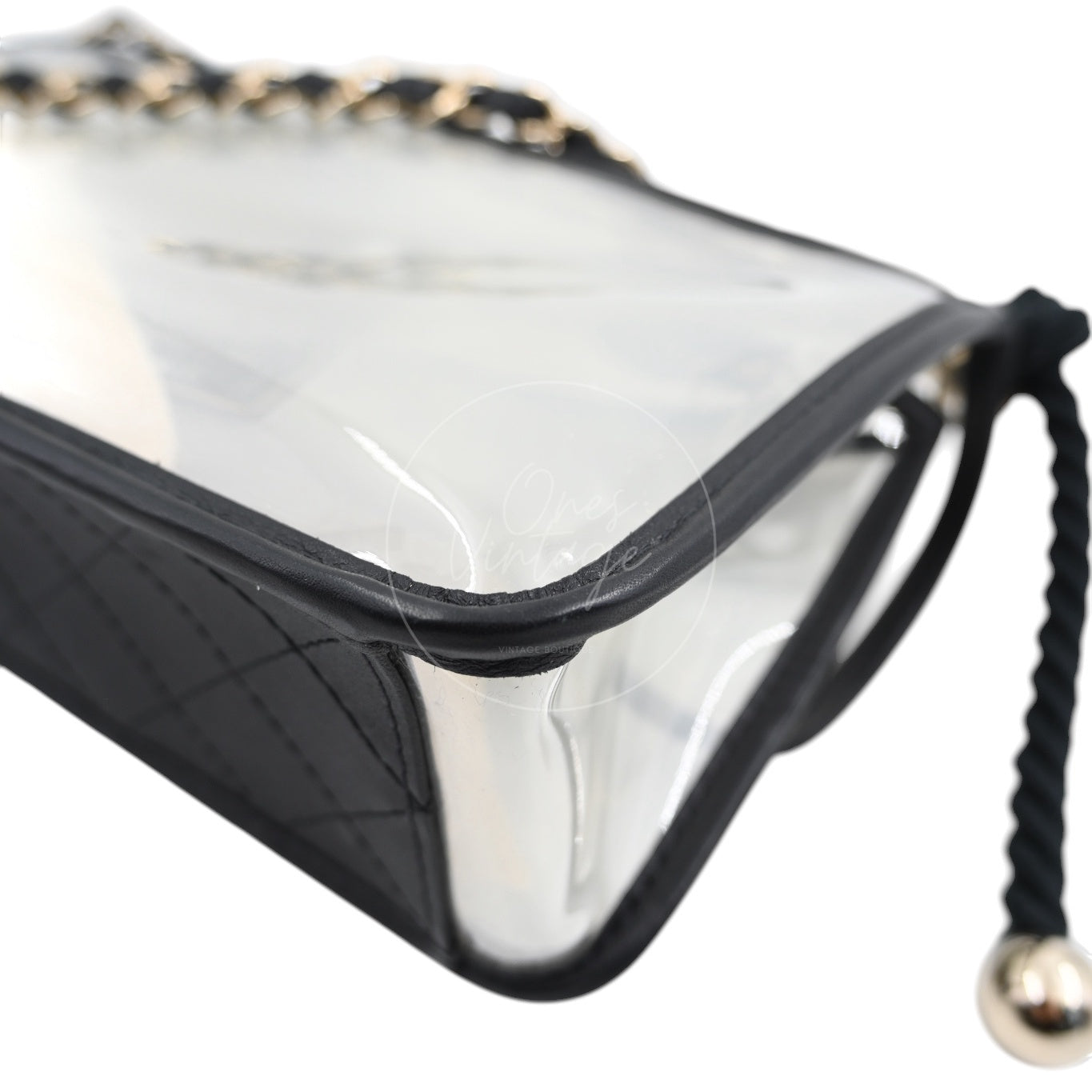 [Pre-owned] Chanel Sand by The Sea Pearl in Clear Classic Flap Bag