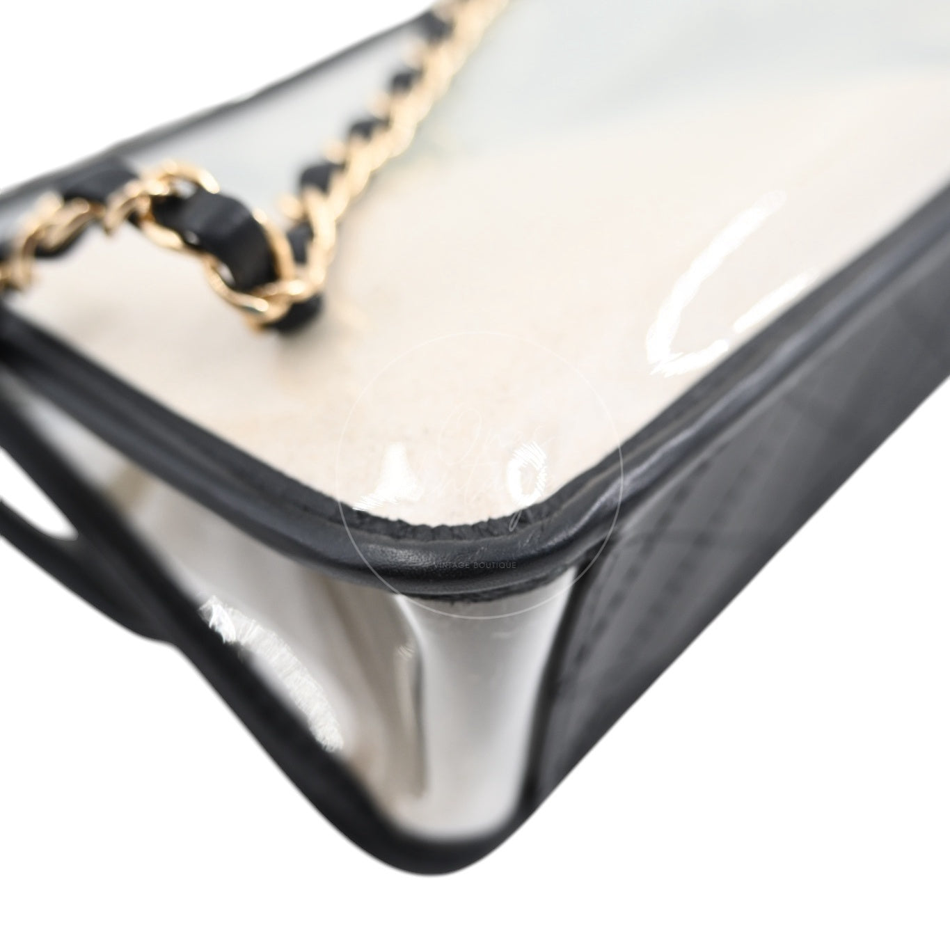 [Pre-owned] Chanel Sand by The Sea Pearl in Clear Classic Flap Bag