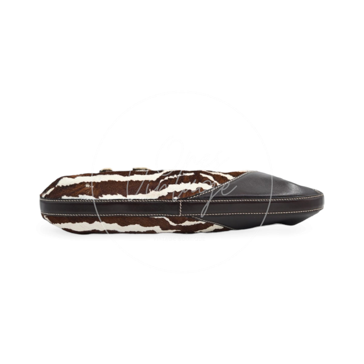 Gucci Zebra Print Pony Hair Hasler Horsebit Hobo Bag GHW Brown
