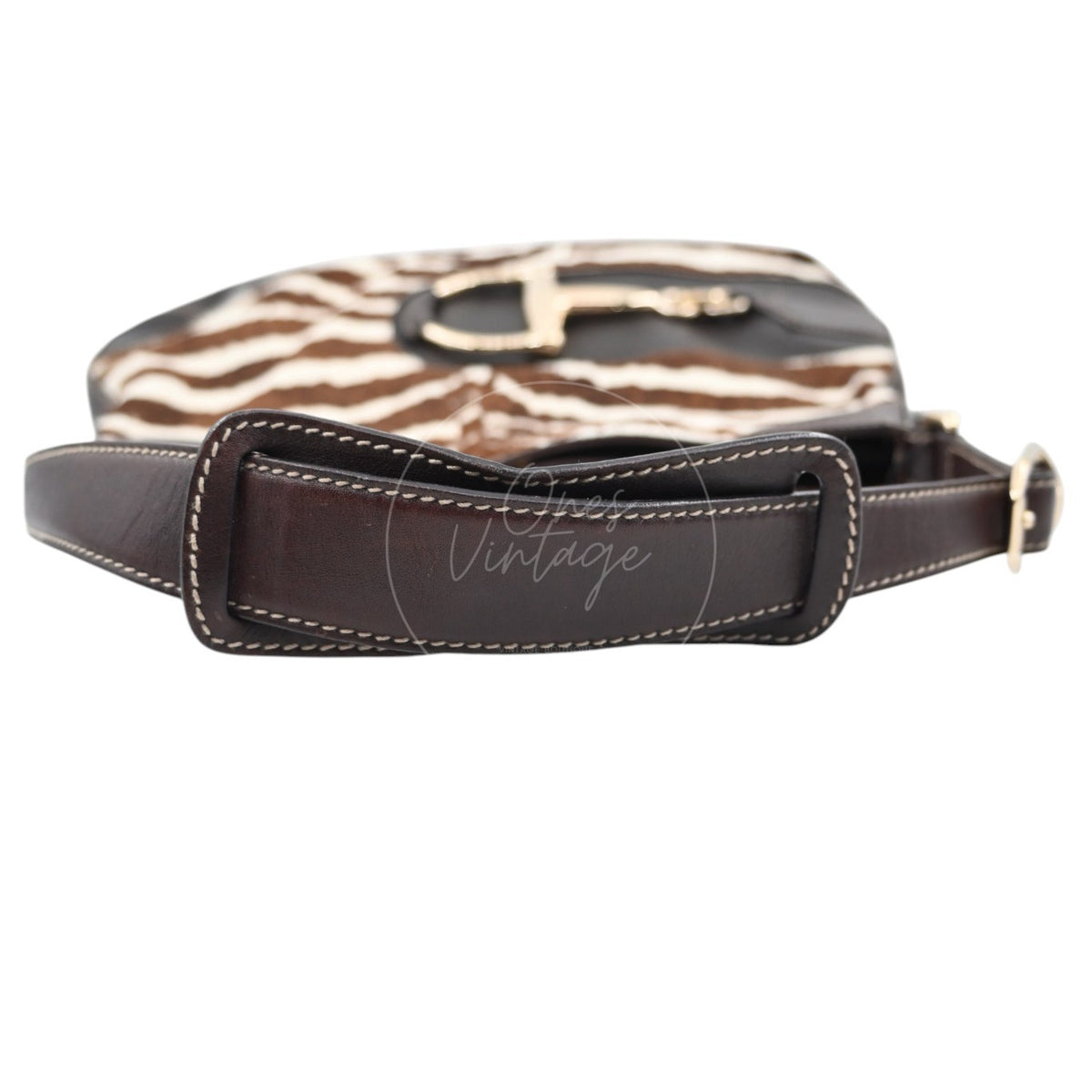 Gucci Zebra Print Pony Hair Hasler Horsebit Hobo Bag GHW Brown