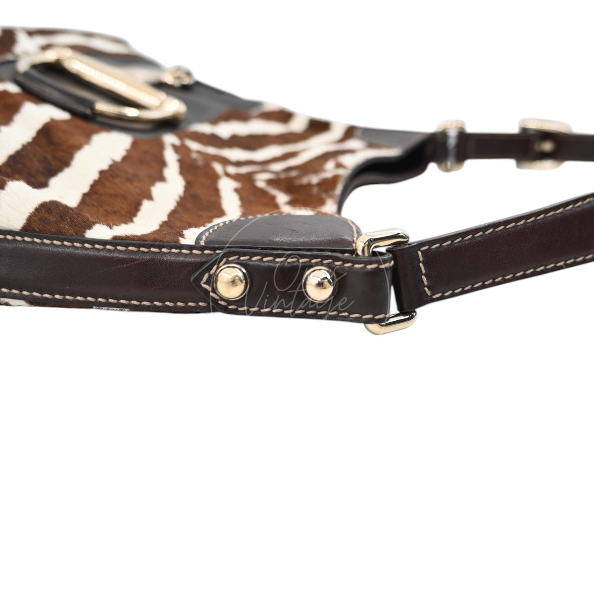 Gucci Zebra Print Pony Hair Hasler Horsebit Hobo Bag GHW Brown