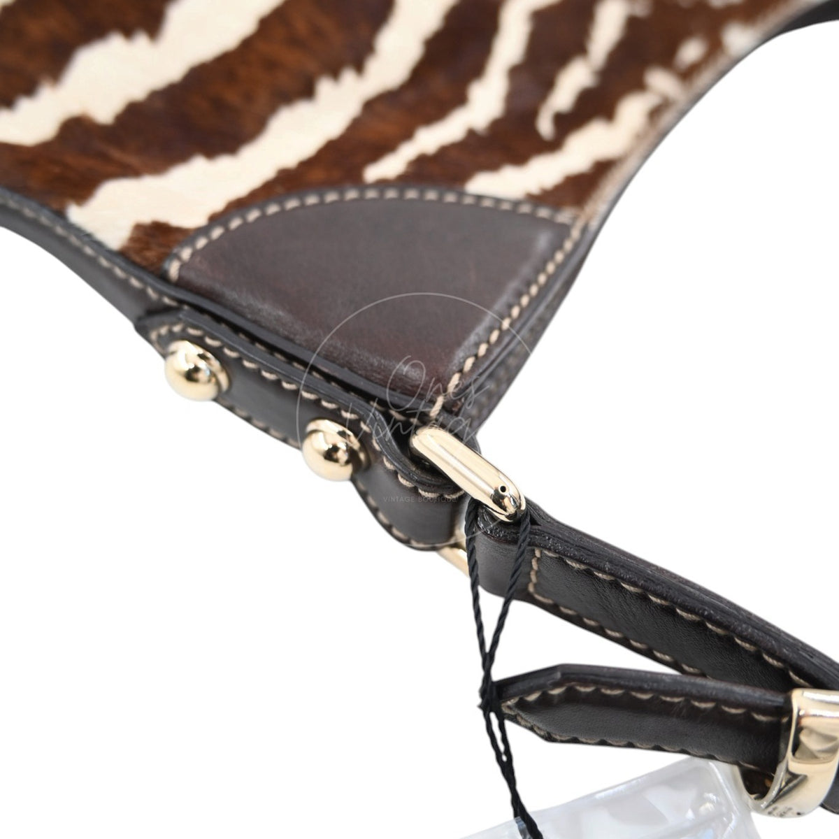 Gucci Zebra Print Pony Hair Hasler Horsebit Hobo Bag GHW Brown