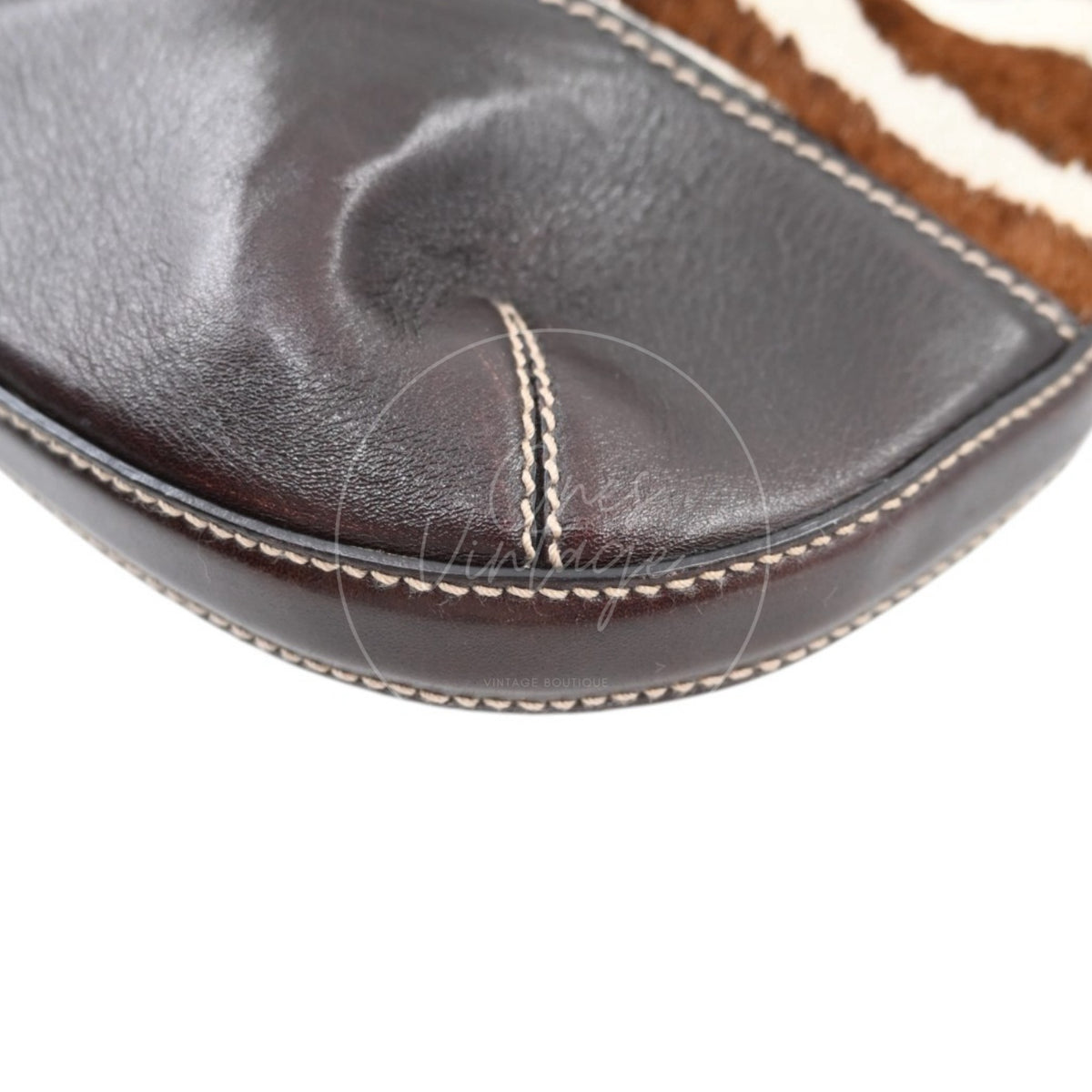 Gucci Zebra Print Pony Hair Hasler Horsebit Hobo Bag GHW Brown