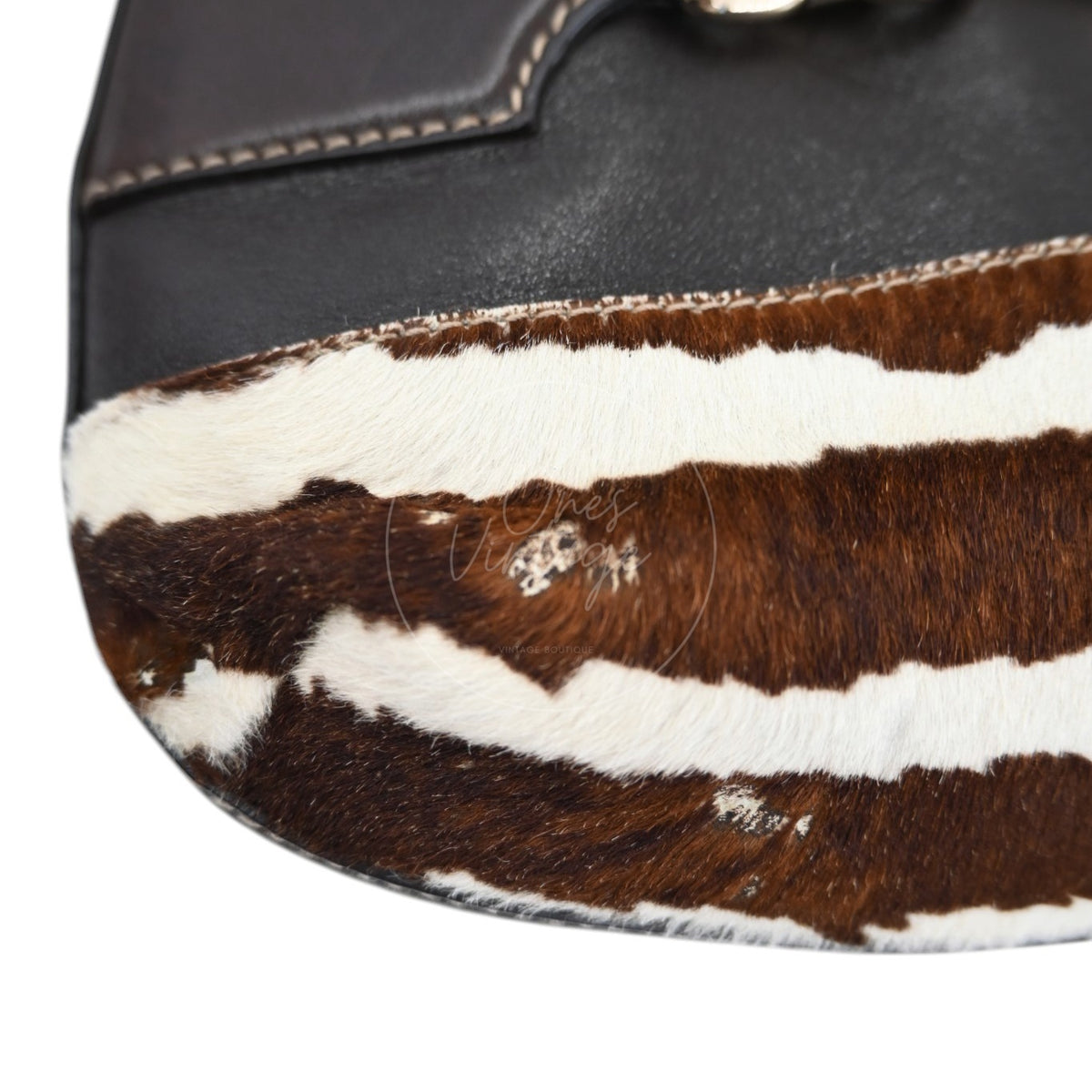 Gucci Zebra Print Pony Hair Hasler Horsebit Hobo Bag GHW Brown