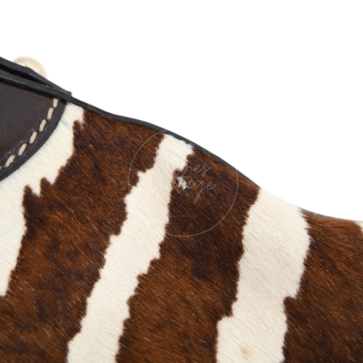 Gucci Zebra Print Pony Hair Hasler Horsebit Hobo Bag GHW Brown