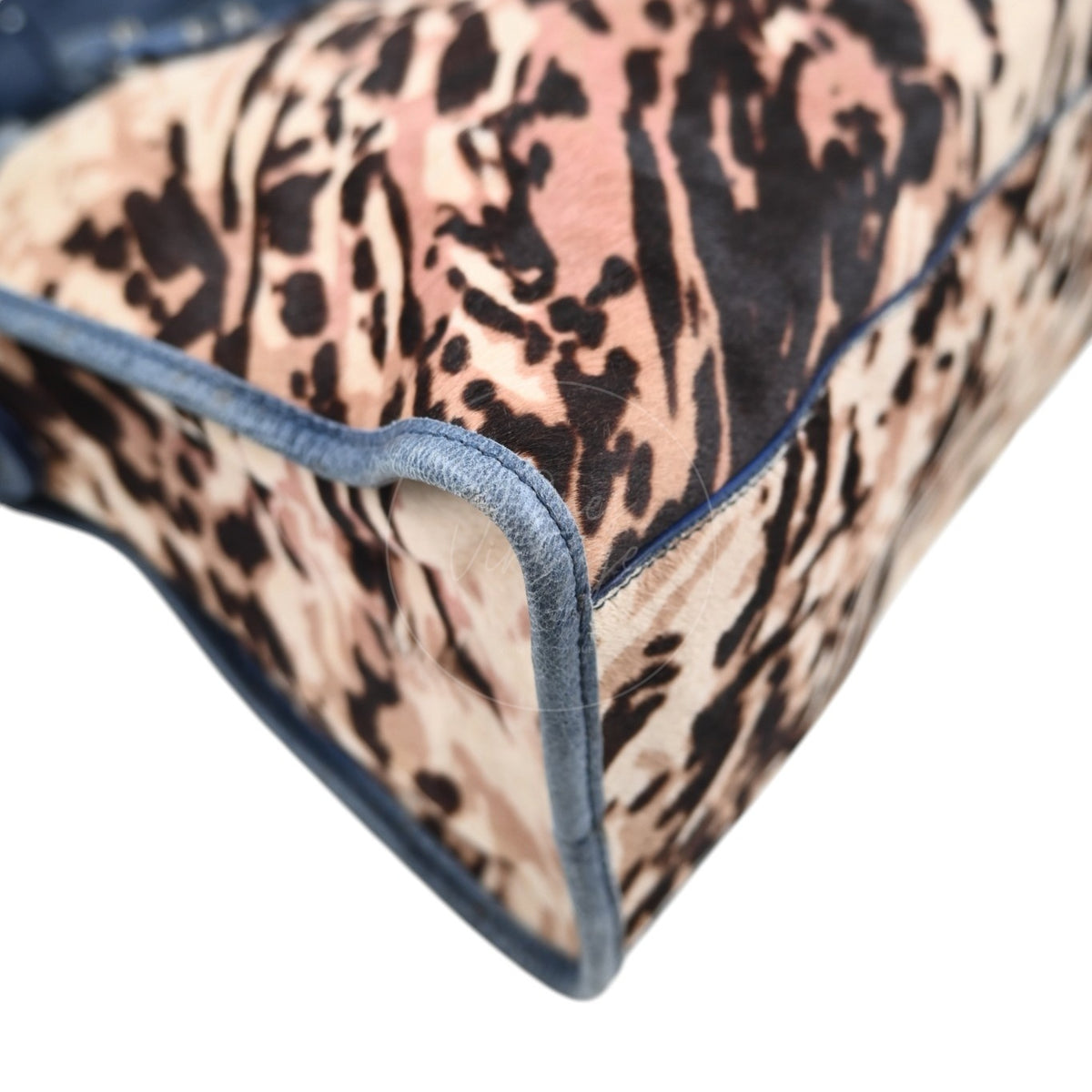 Balenciaga Pony Hair Agneau Leopard Printed 38cm City PHW Bleu Roi