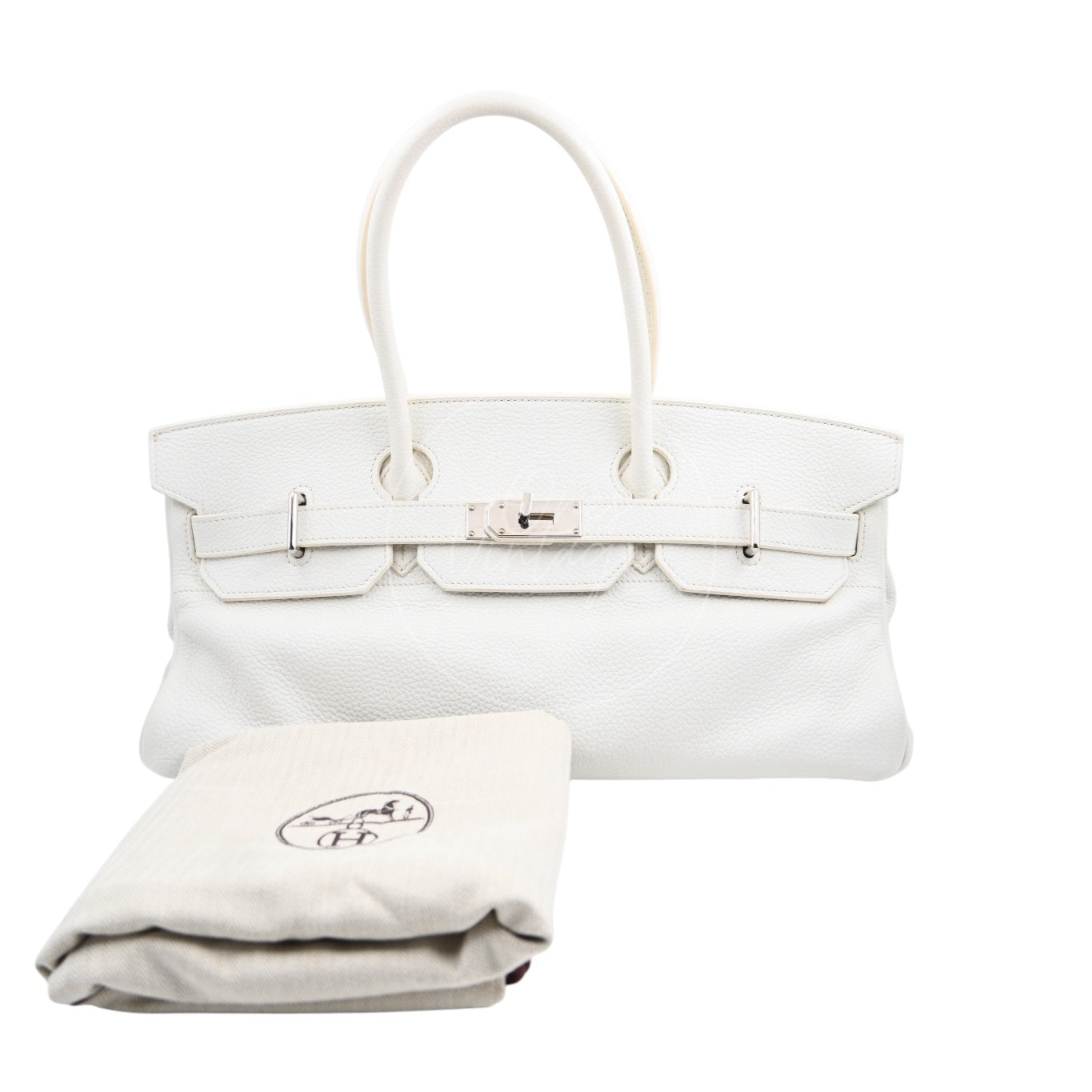 [Pre-owned] Hermes White Shoulder Birkin PHW Stamp Square N