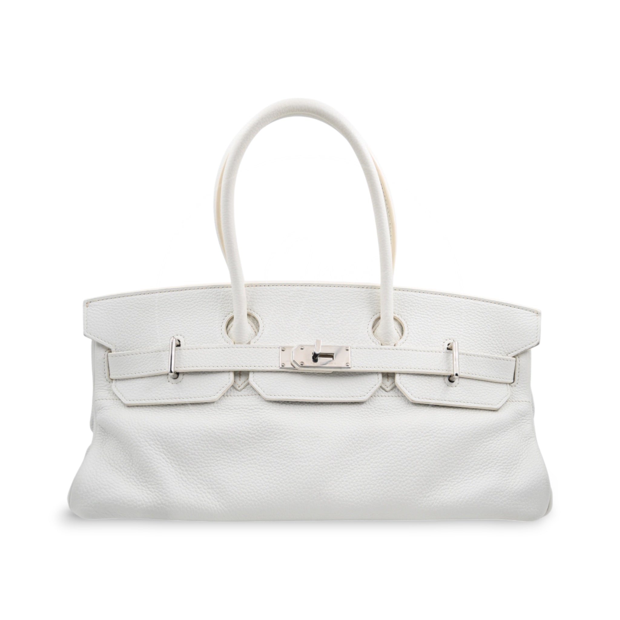 [Pre-owned] Hermes White Shoulder Birkin PHW Stamp Square N