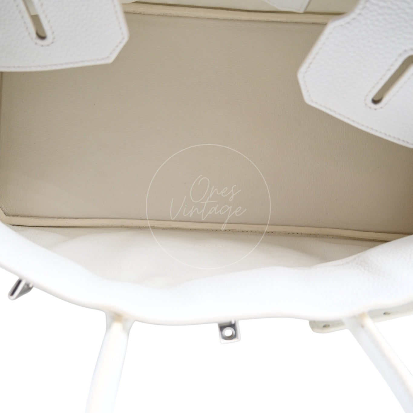 [Pre-owned] Hermes White Shoulder Birkin PHW Stamp Square N