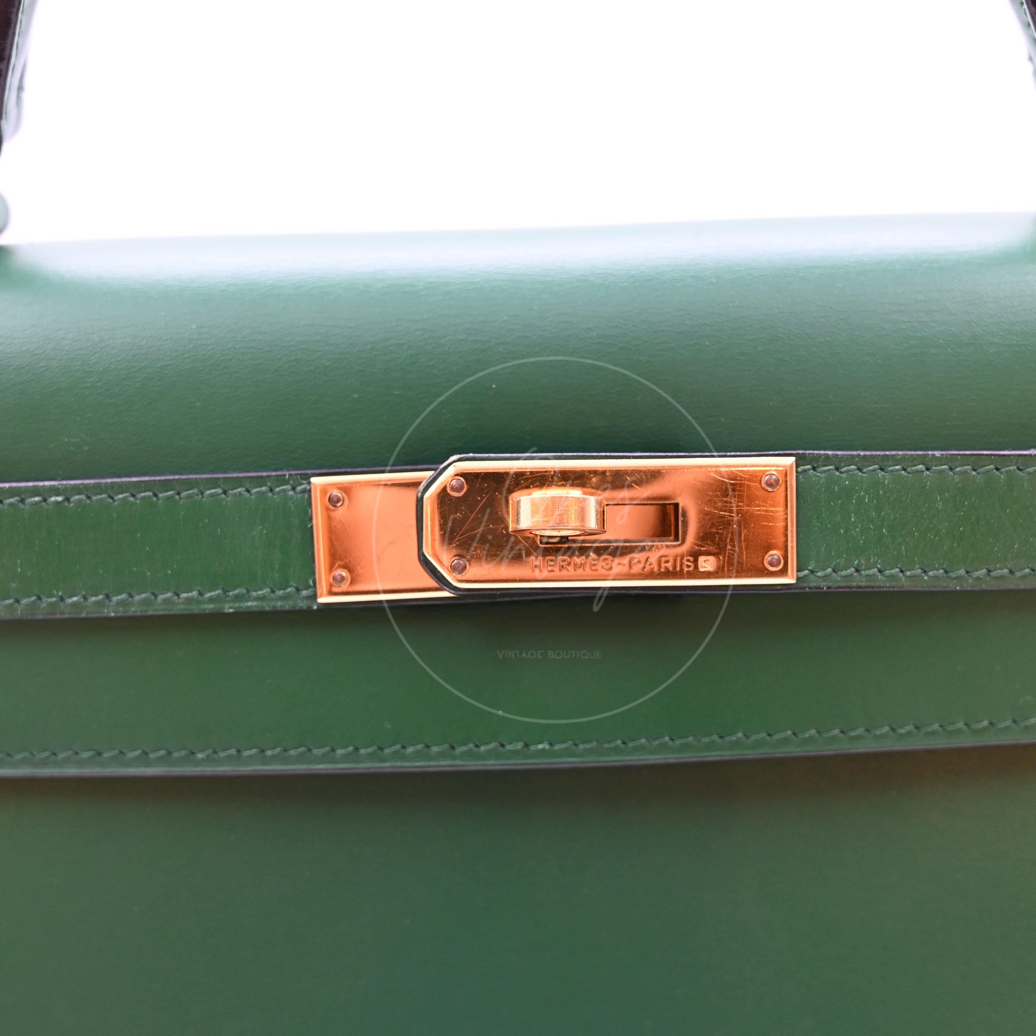 [Pre-owned] Hermes Kelly 28 Dark Green  GHW Stamp Square B