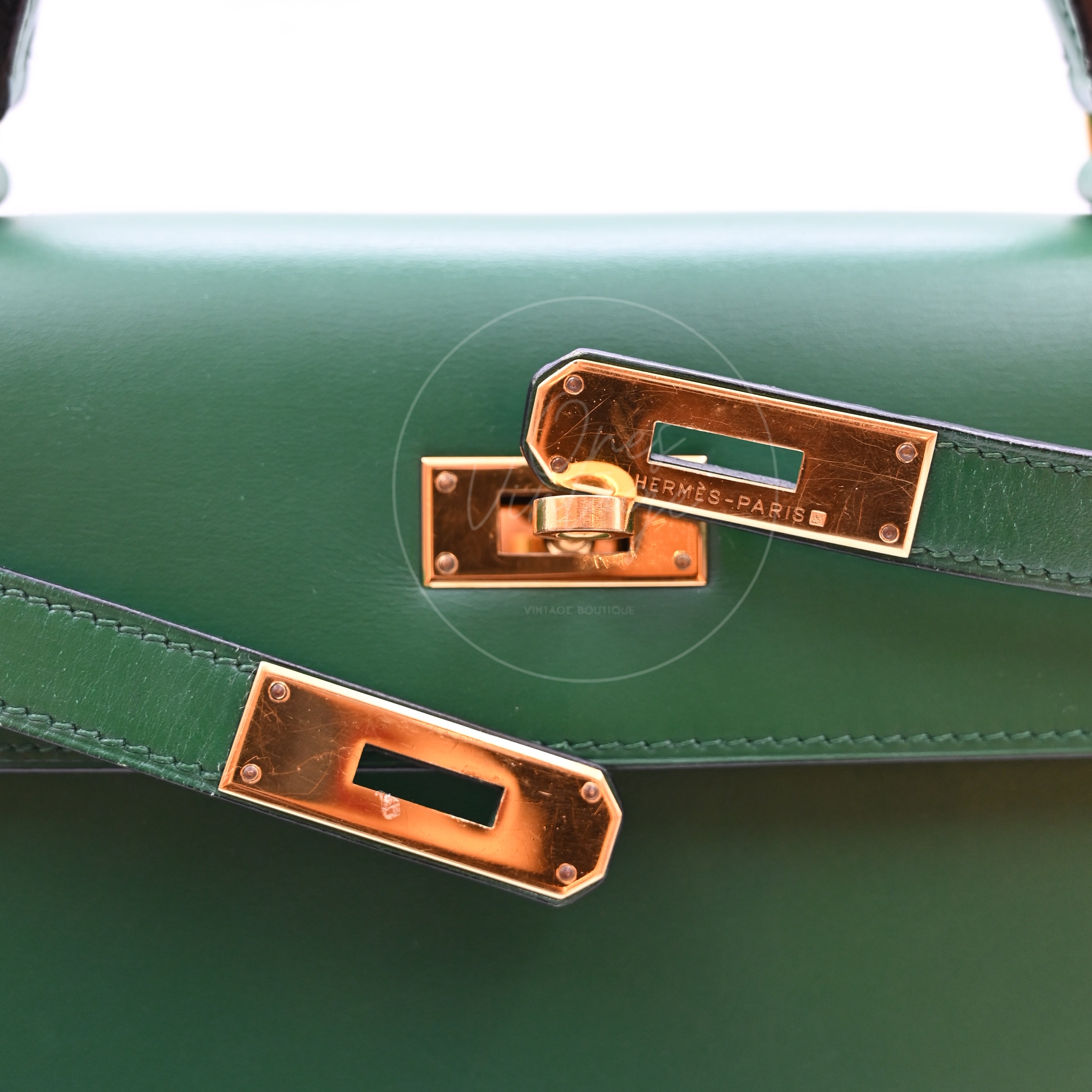 [Pre-owned] Hermes Kelly 28 Dark Green  GHW Stamp Square B
