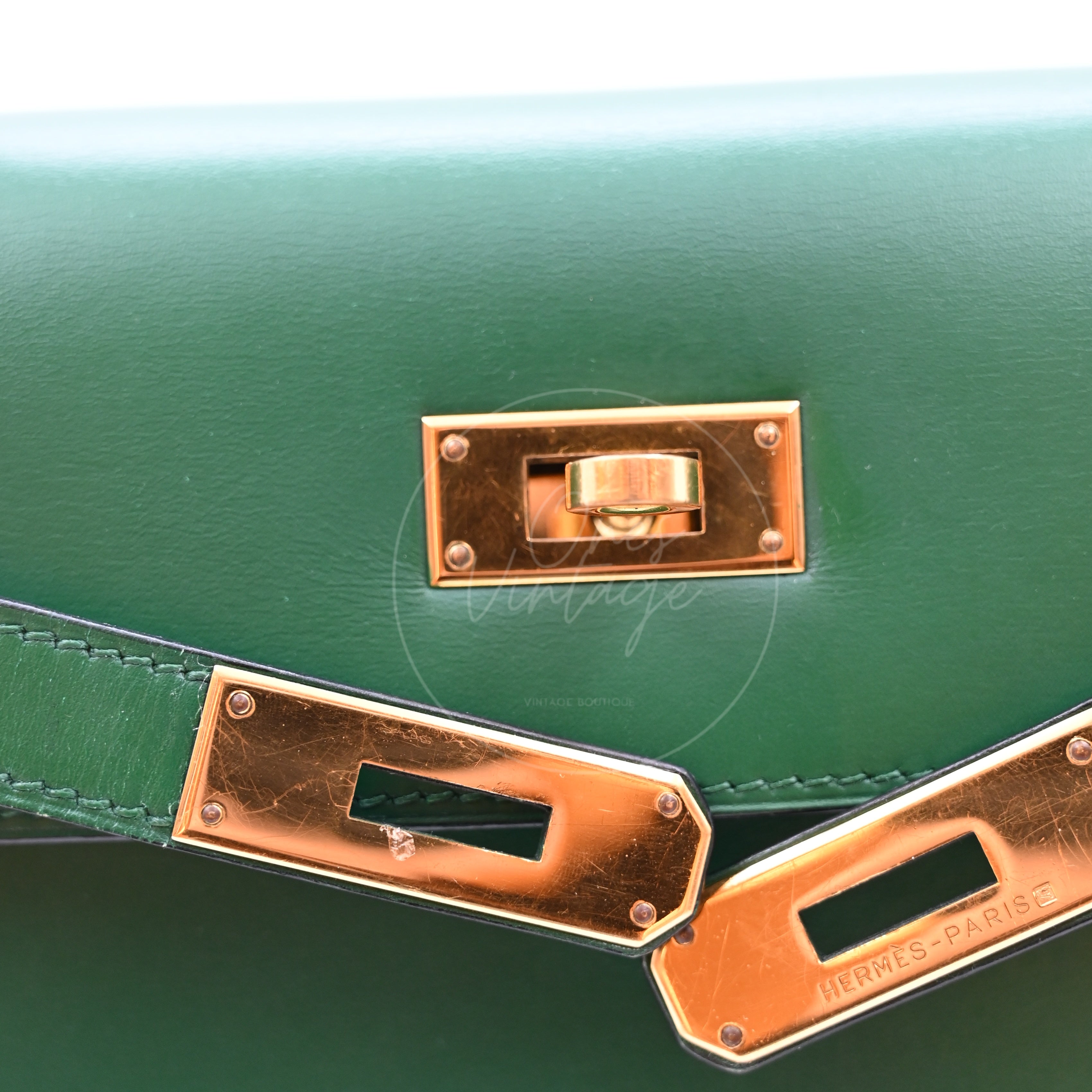 [Pre-owned] Hermes Kelly 28 Dark Green  GHW Stamp Square B