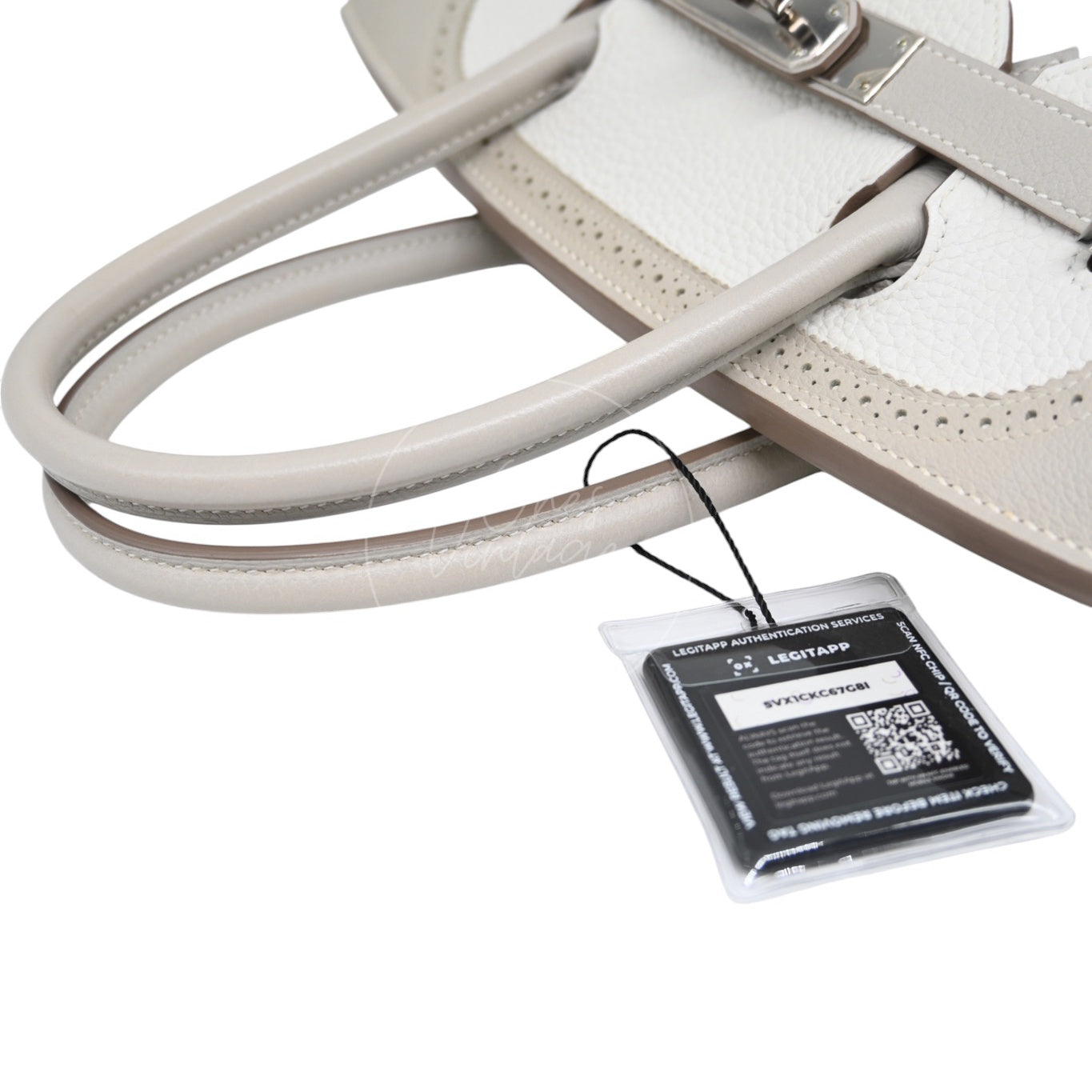 [Pre-owned] Hermes Birkin 30 Ghillies White Grey Doblis Calfskin PHW Handbag