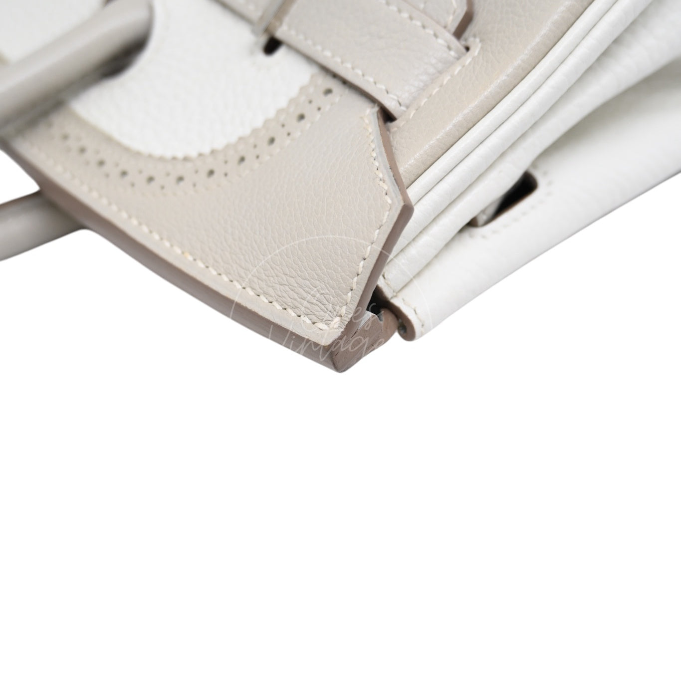 [Pre-owned] Hermes Birkin 30 Ghillies White Grey Doblis Calfskin PHW Handbag