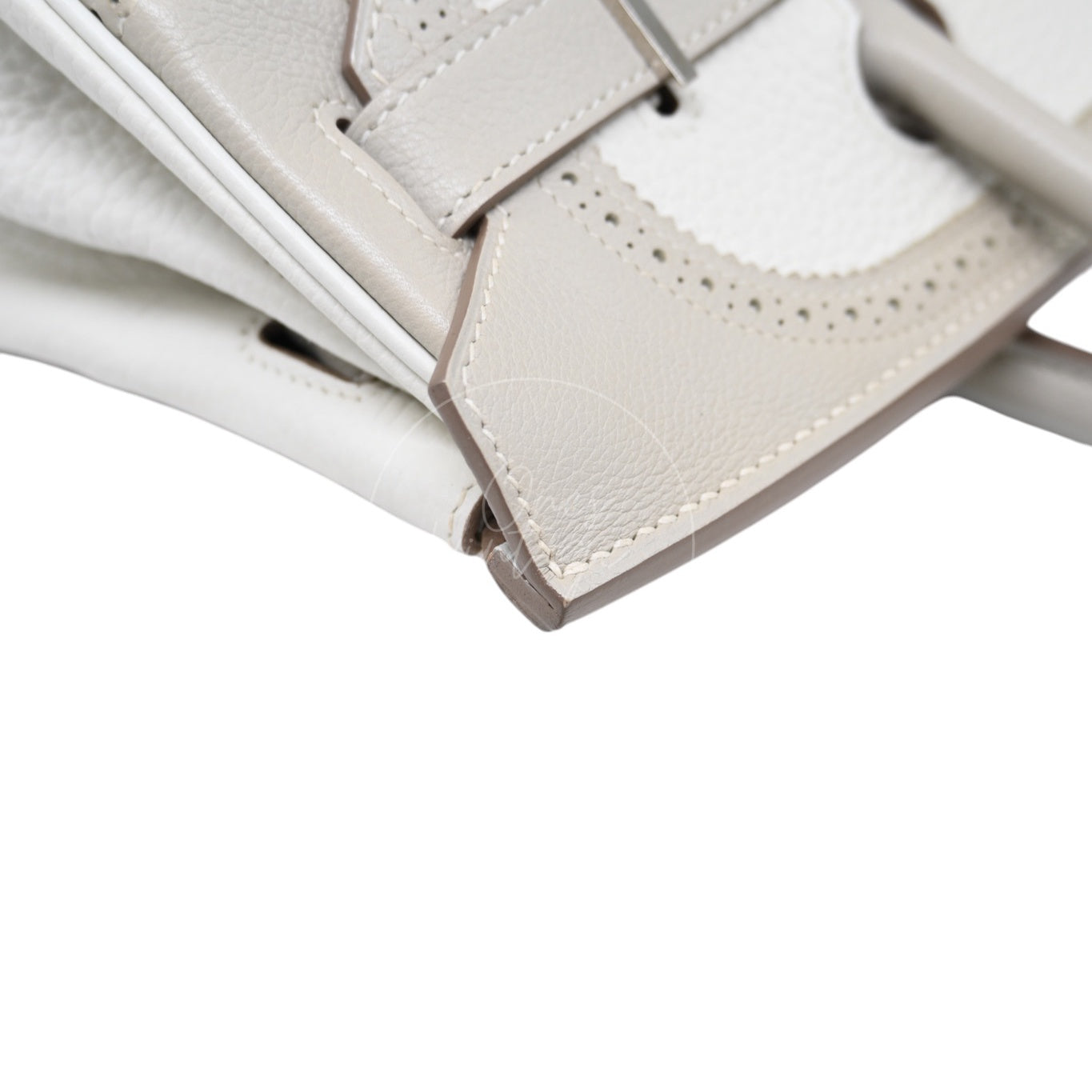 [Pre-owned] Hermes Birkin 30 Ghillies White Grey Doblis Calfskin PHW Handbag