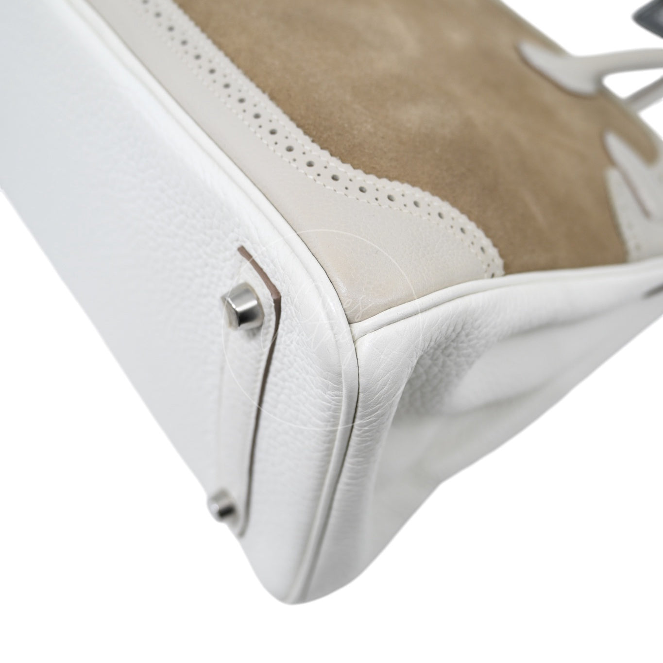 [Pre-owned] Hermes Birkin 30 Ghillies White Grey Doblis Calfskin PHW Handbag